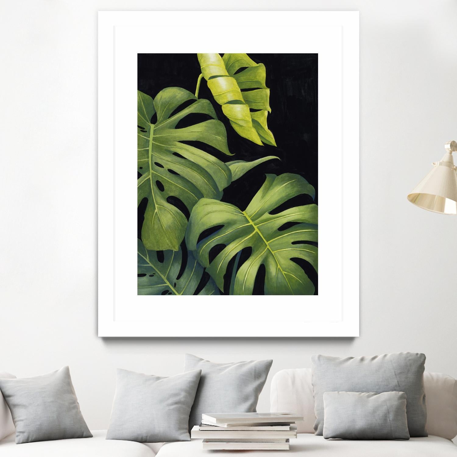 Night Monsteras II by Grace Popp on GIANT ART - green coastal & tropical abstract 