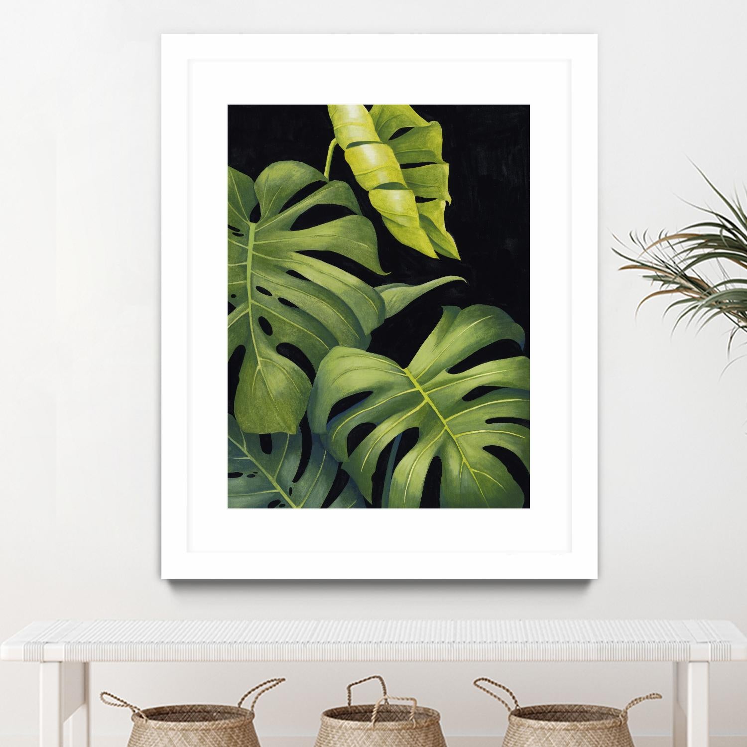 Night Monsteras II by Grace Popp on GIANT ART - green coastal & tropical abstract 
