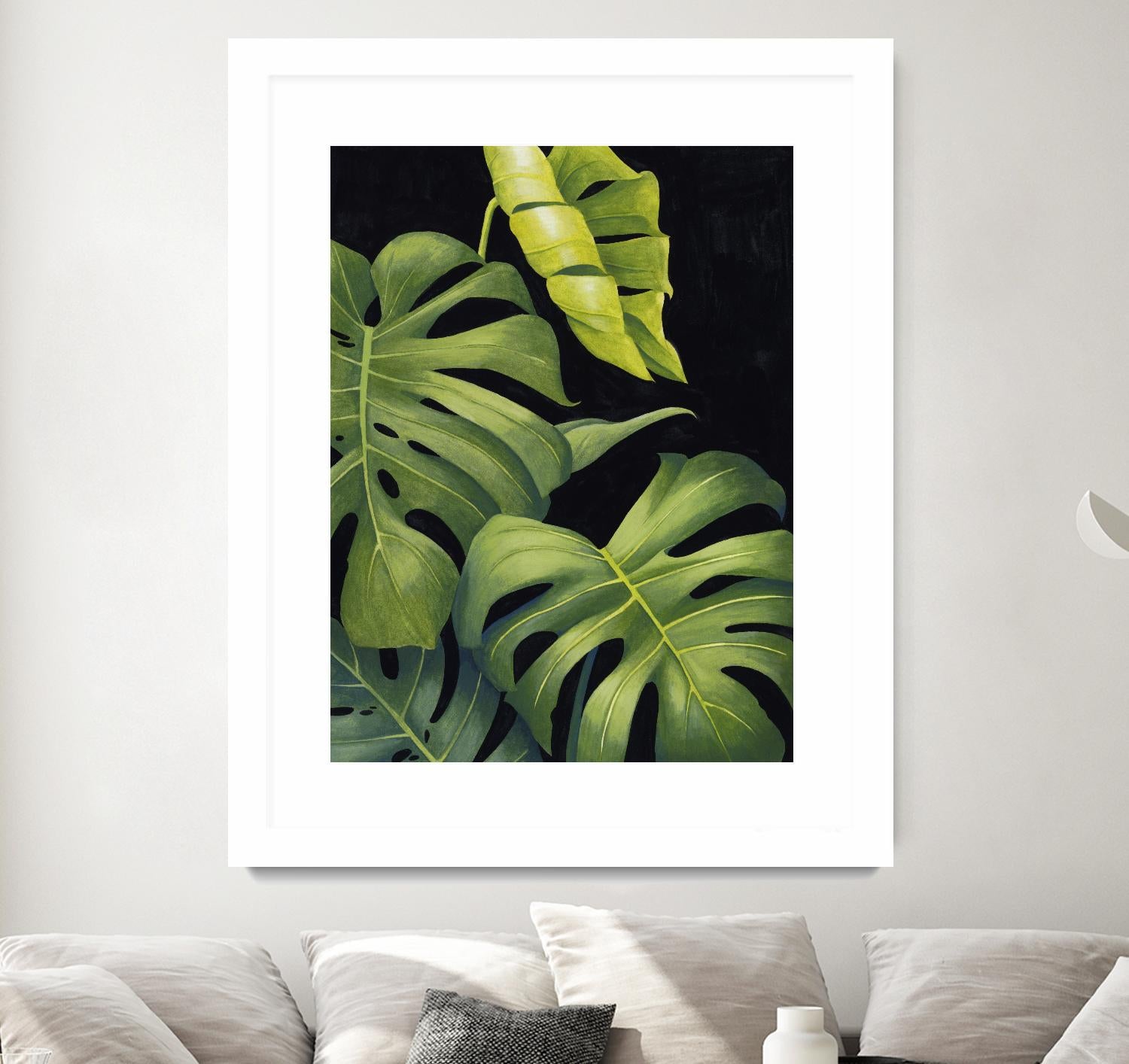 Night Monsteras II by Grace Popp on GIANT ART - green coastal & tropical abstract 