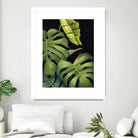 Night Monsteras II by Grace Popp on GIANT ART - green coastal & tropical abstract 