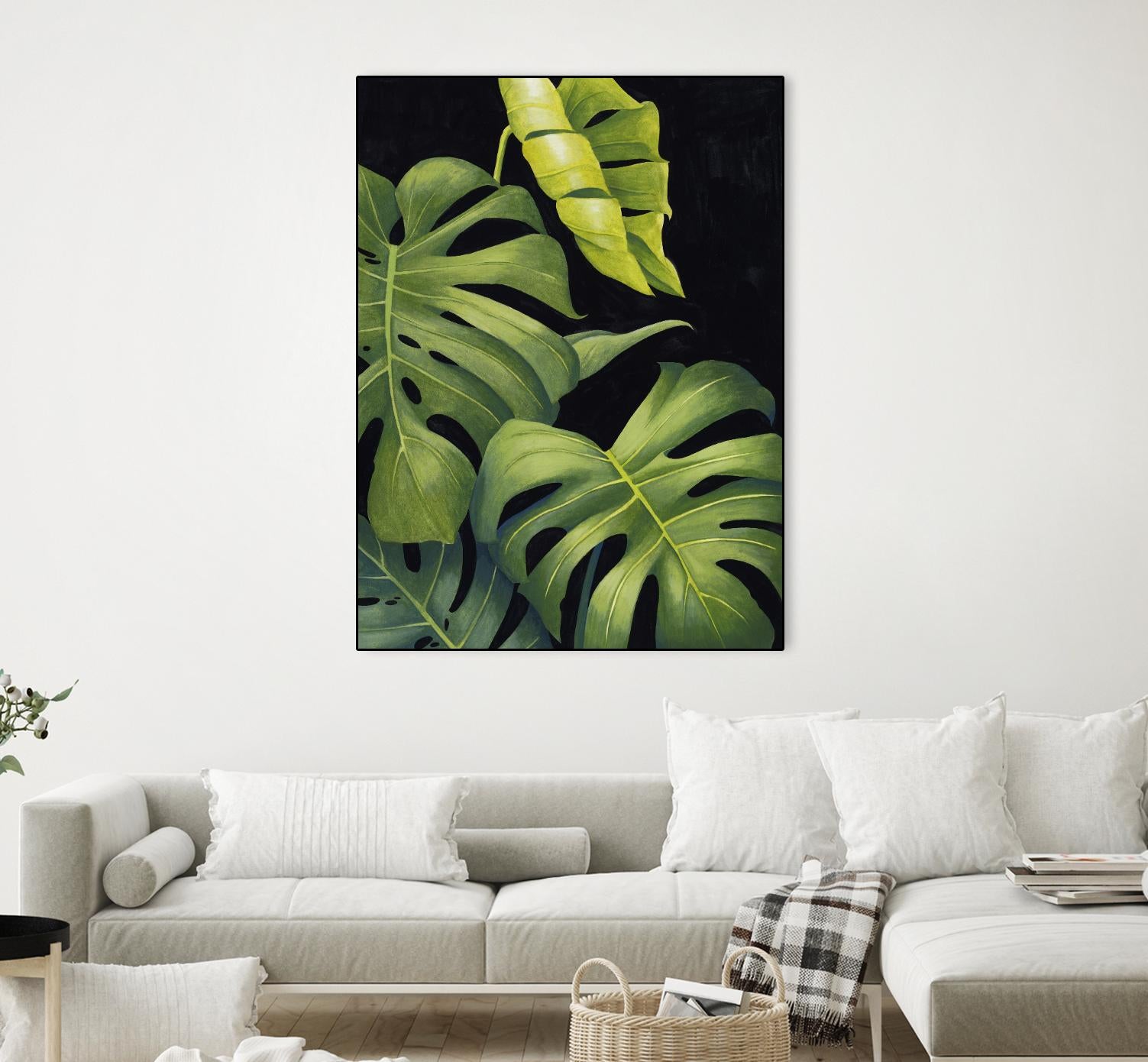 Night Monsteras II by Grace Popp on GIANT ART - green coastal & tropical abstract 
