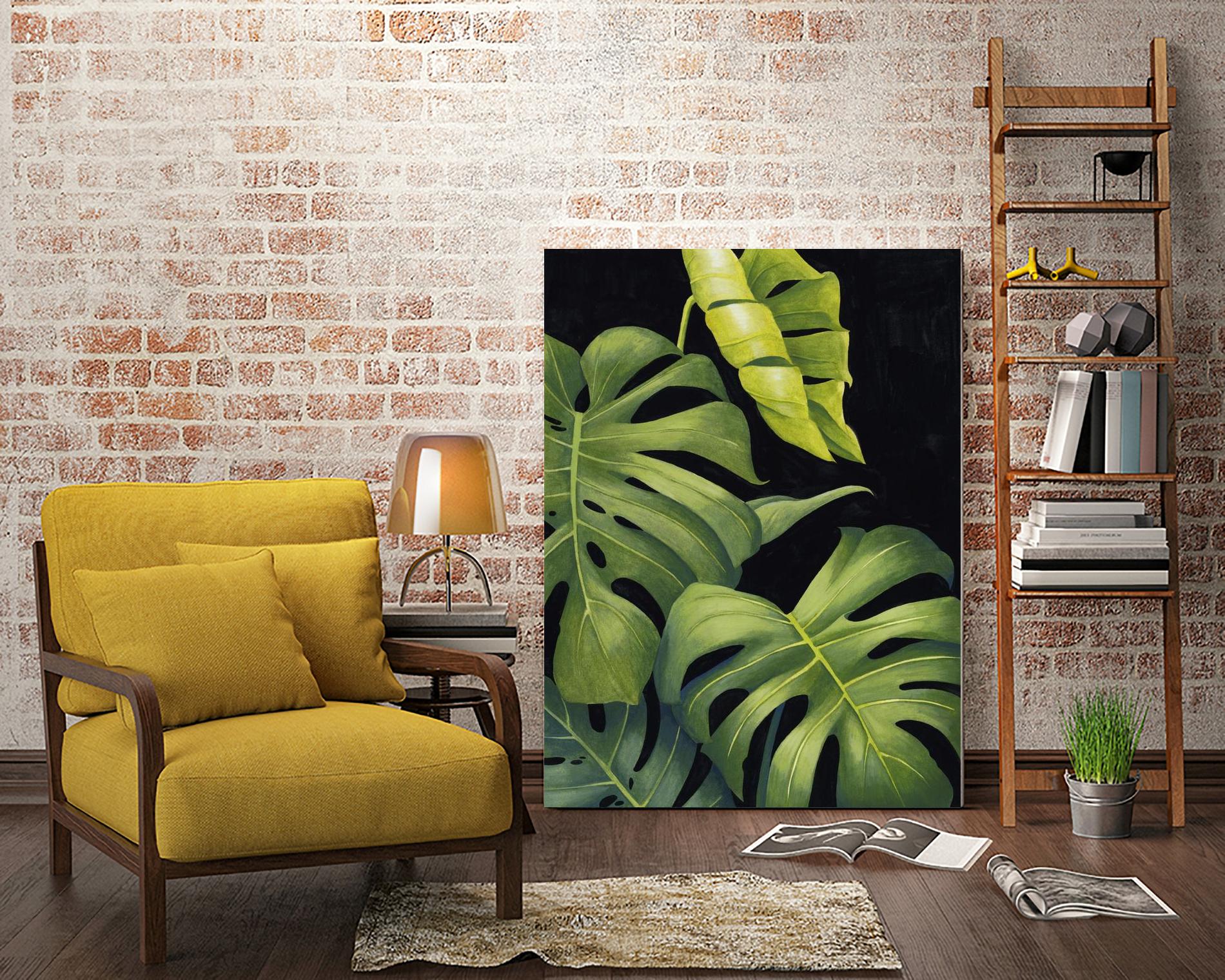 Night Monsteras II by Grace Popp on GIANT ART - green coastal & tropical abstract 
