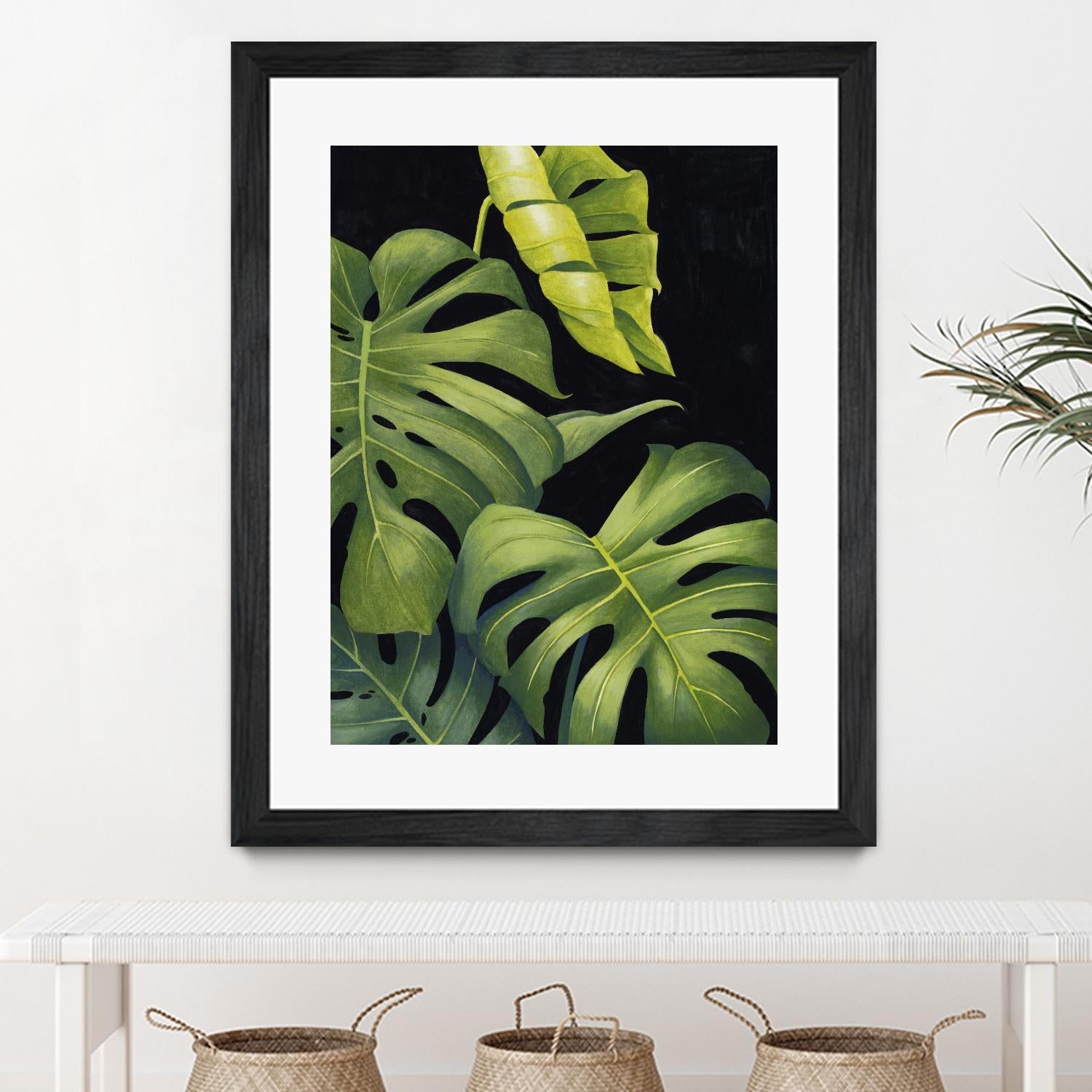 Night Monsteras II by Grace Popp on GIANT ART - green coastal & tropical abstract 