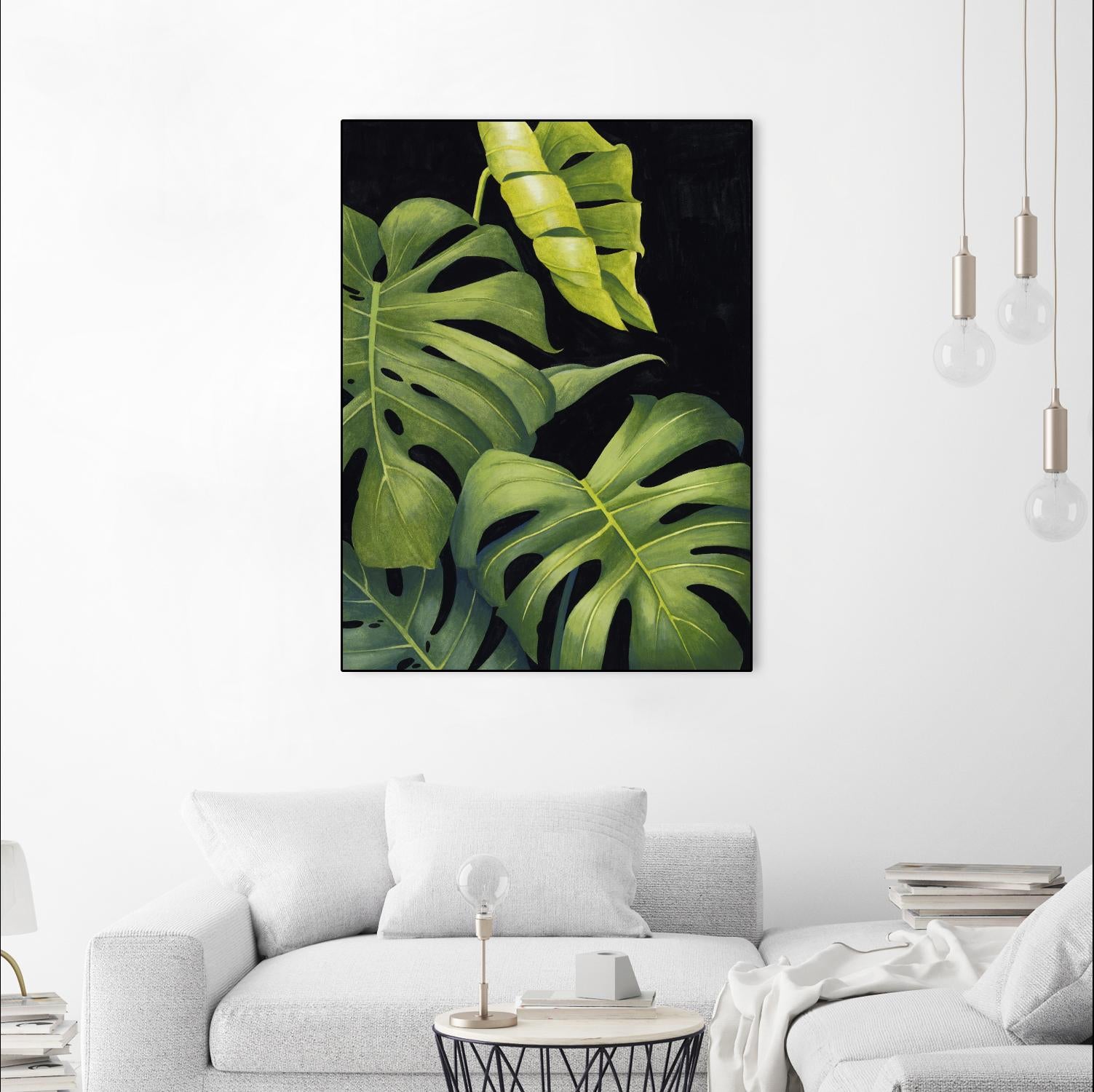 Night Monsteras II by Grace Popp on GIANT ART - green coastal & tropical abstract 