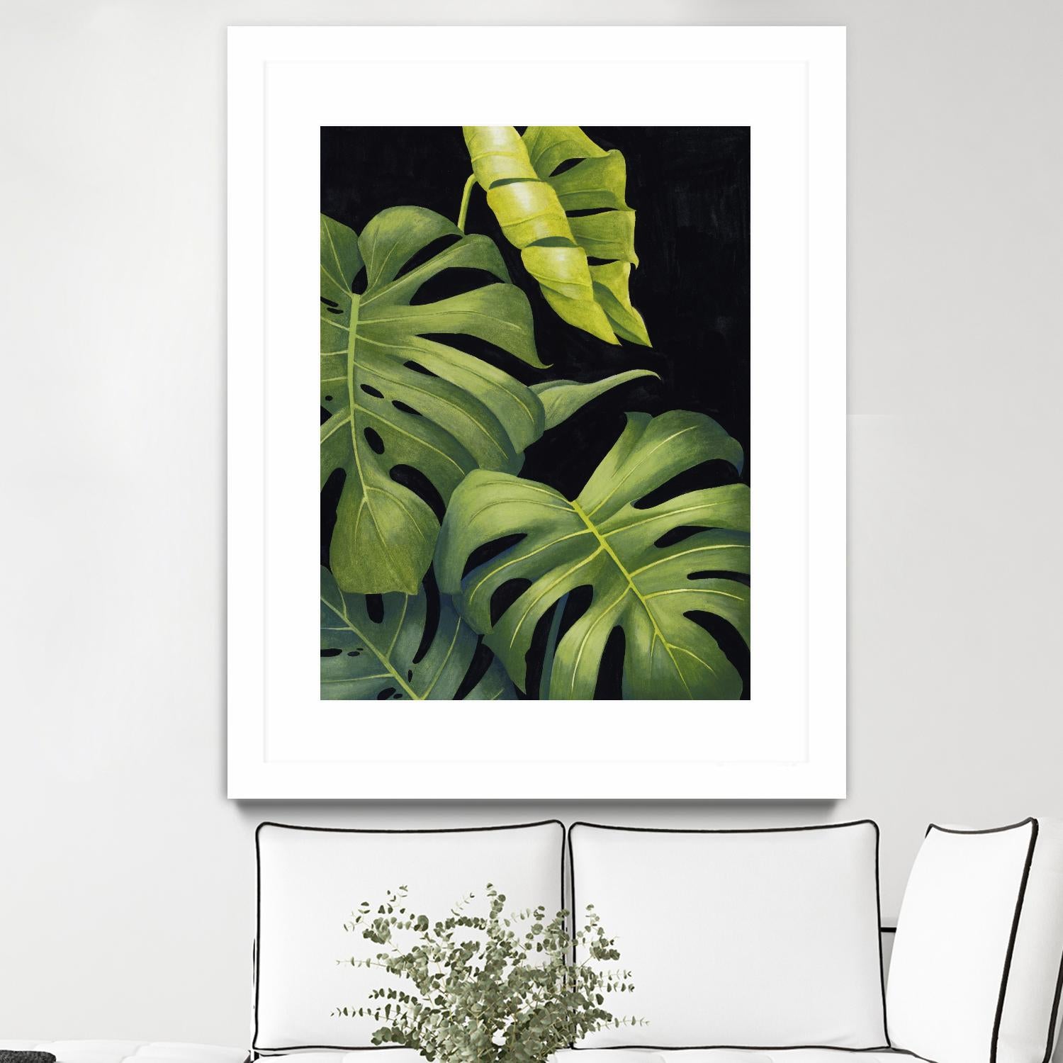 Night Monsteras II by Grace Popp on GIANT ART - green coastal & tropical abstract 