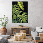 Night Monsteras II by Grace Popp on GIANT ART - green coastal & tropical abstract 