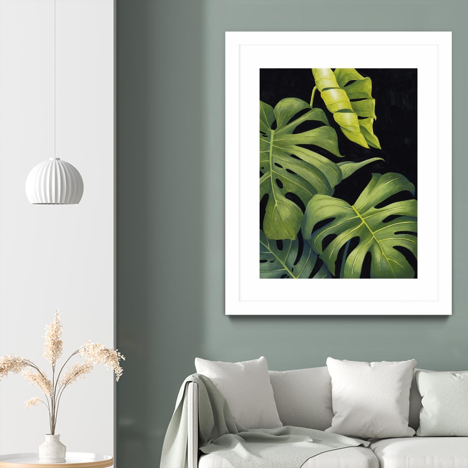 Night Monsteras II by Grace Popp on GIANT ART - green coastal & tropical abstract 