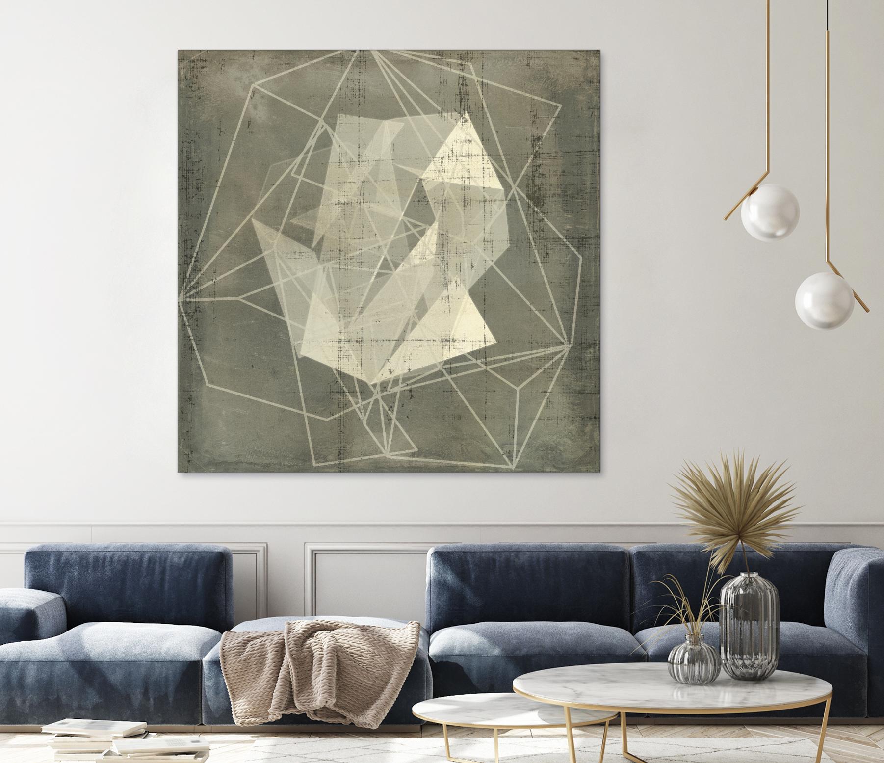 Geomolecule Blueprint II by Jennifer Goldberger on GIANT ART - beige abstract abstract