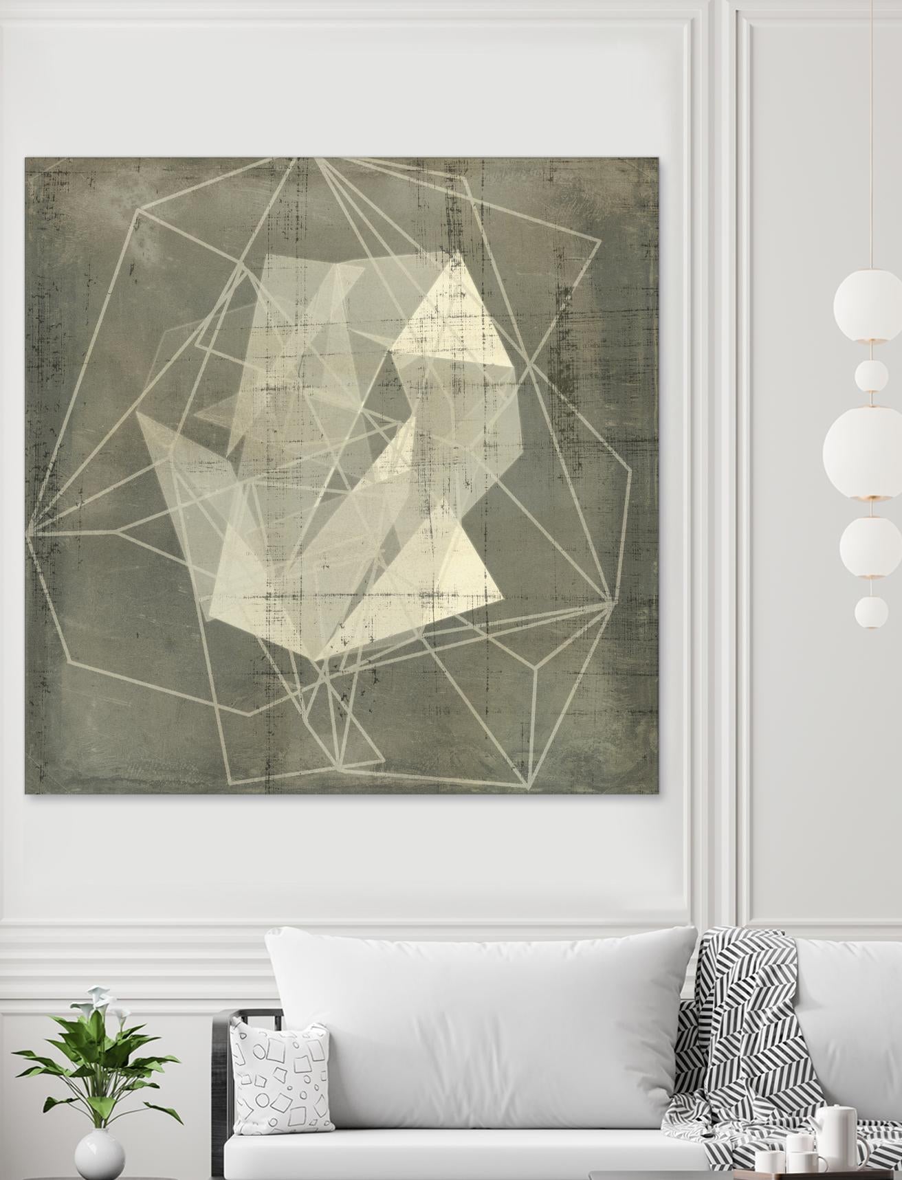 Geomolecule Blueprint II by Jennifer Goldberger on GIANT ART - beige abstract abstract