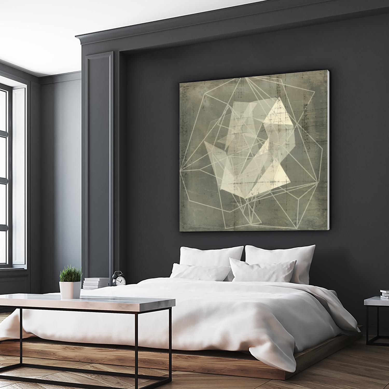 Geomolecule Blueprint II by Jennifer Goldberger on GIANT ART - beige abstract abstract