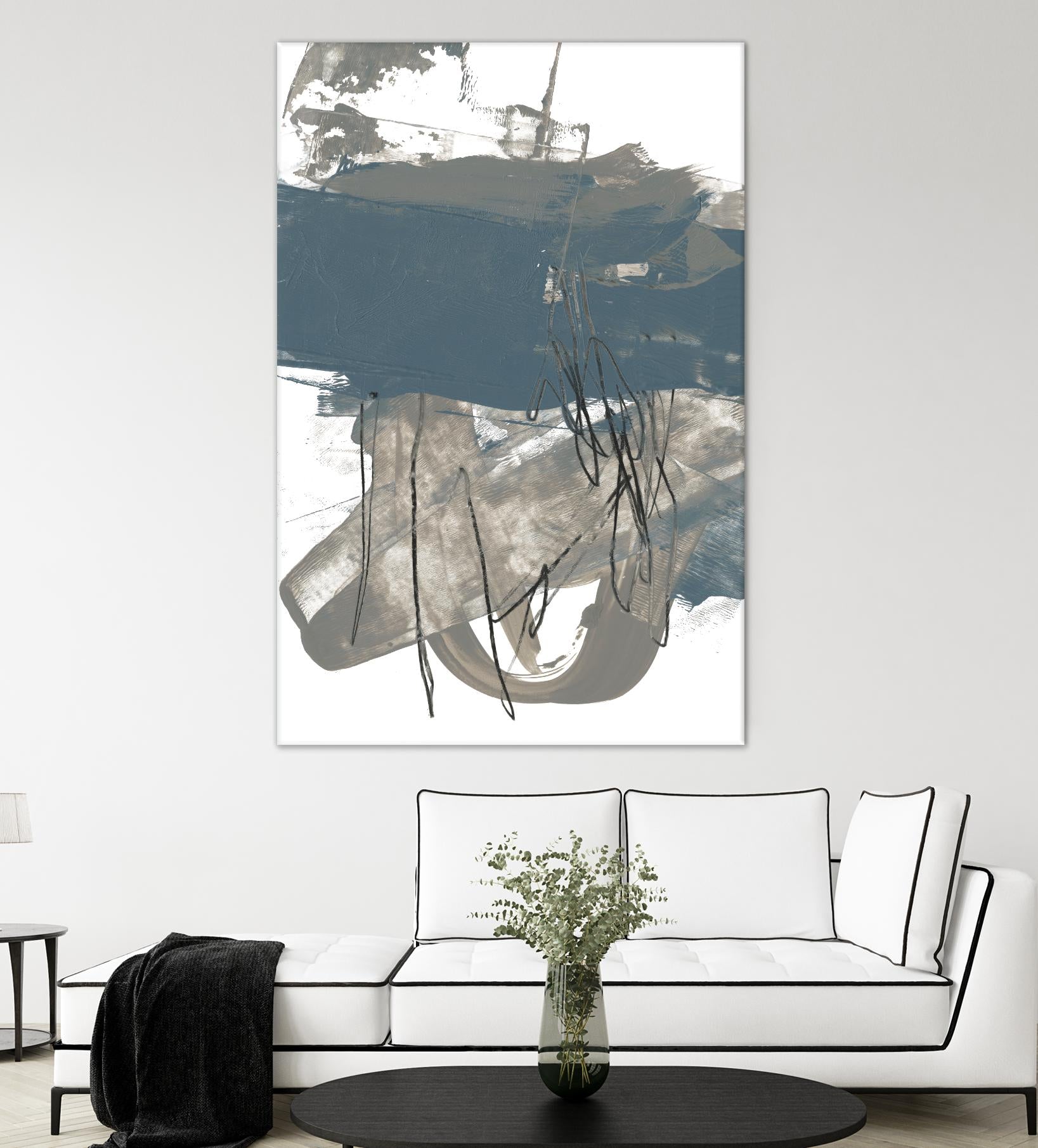 Blue & Grey Swipe I by Jennifer Goldberger on GIANT ART - beige abstract abstract