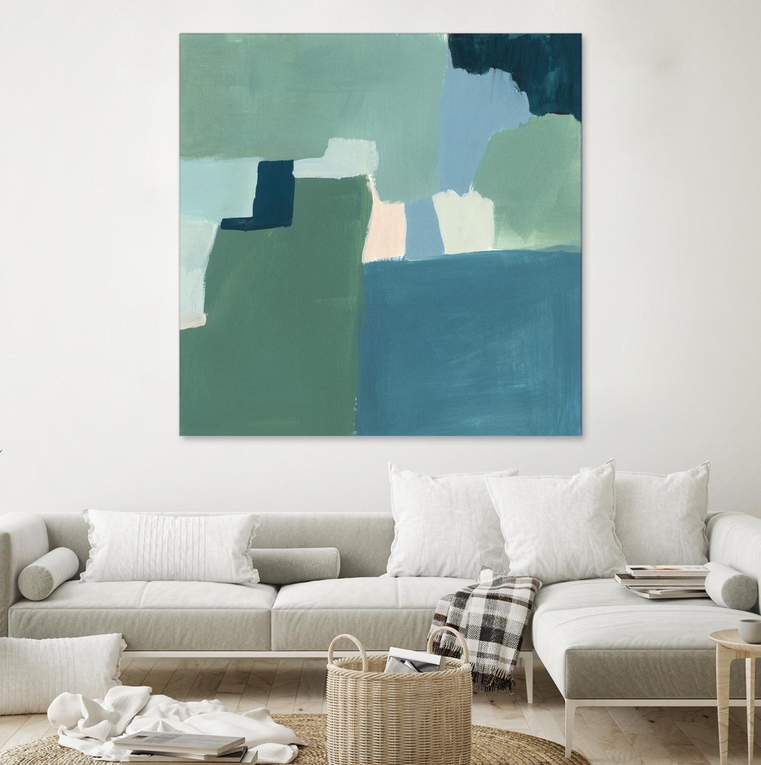 Teal and Sage I by Victoria Barnes on GIANT ART - pink  abstract abstract