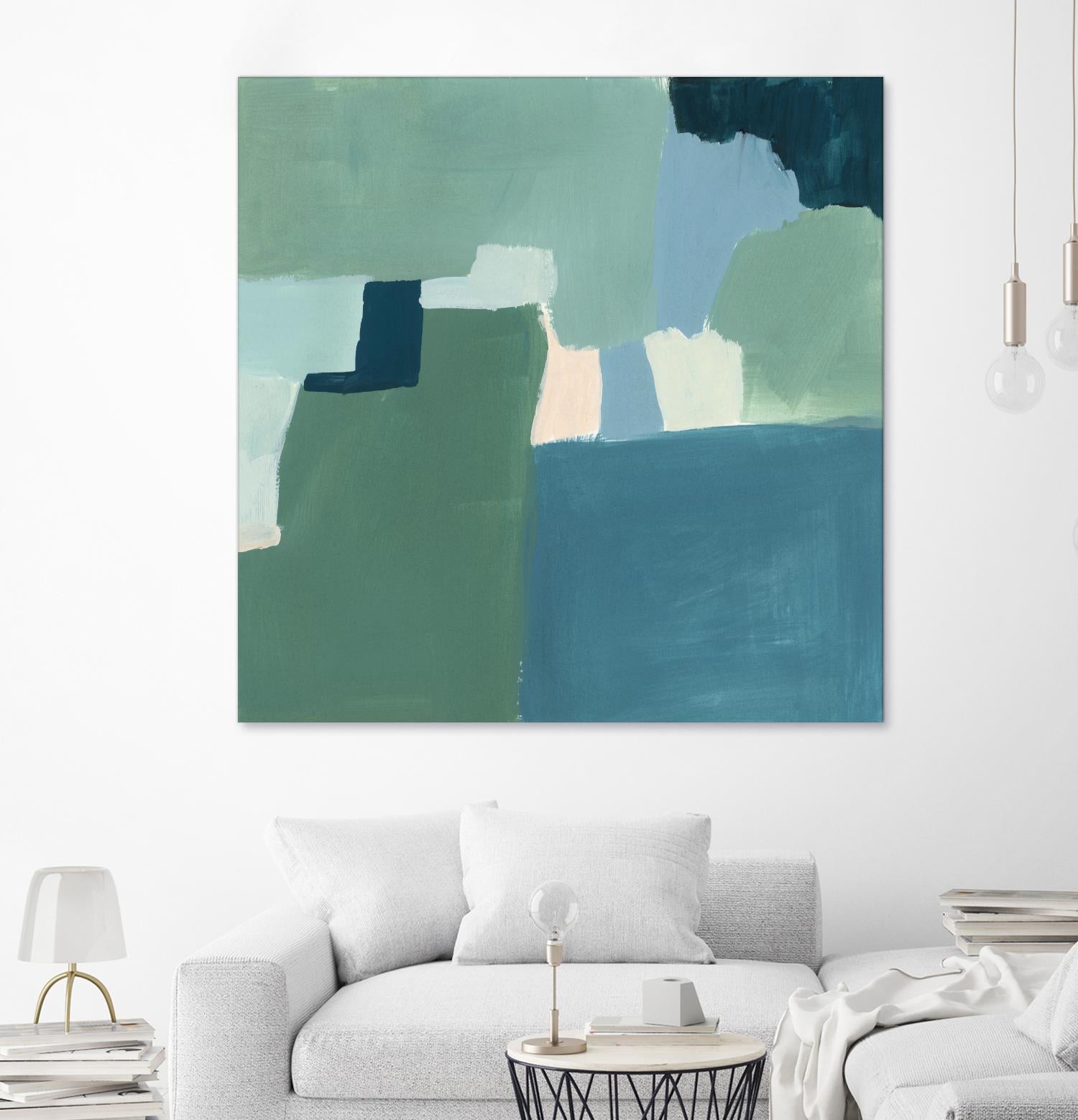Teal and Sage I by Victoria Barnes on GIANT ART - pink  abstract abstract