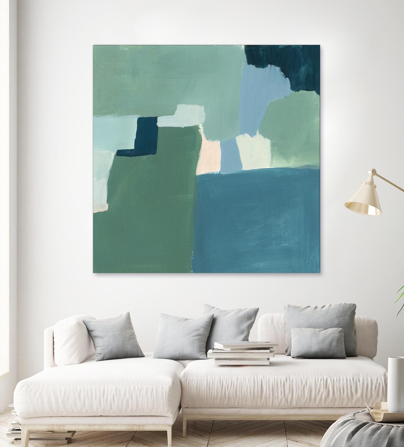 Teal and Sage I by Victoria Barnes on GIANT ART - pink  abstract abstract