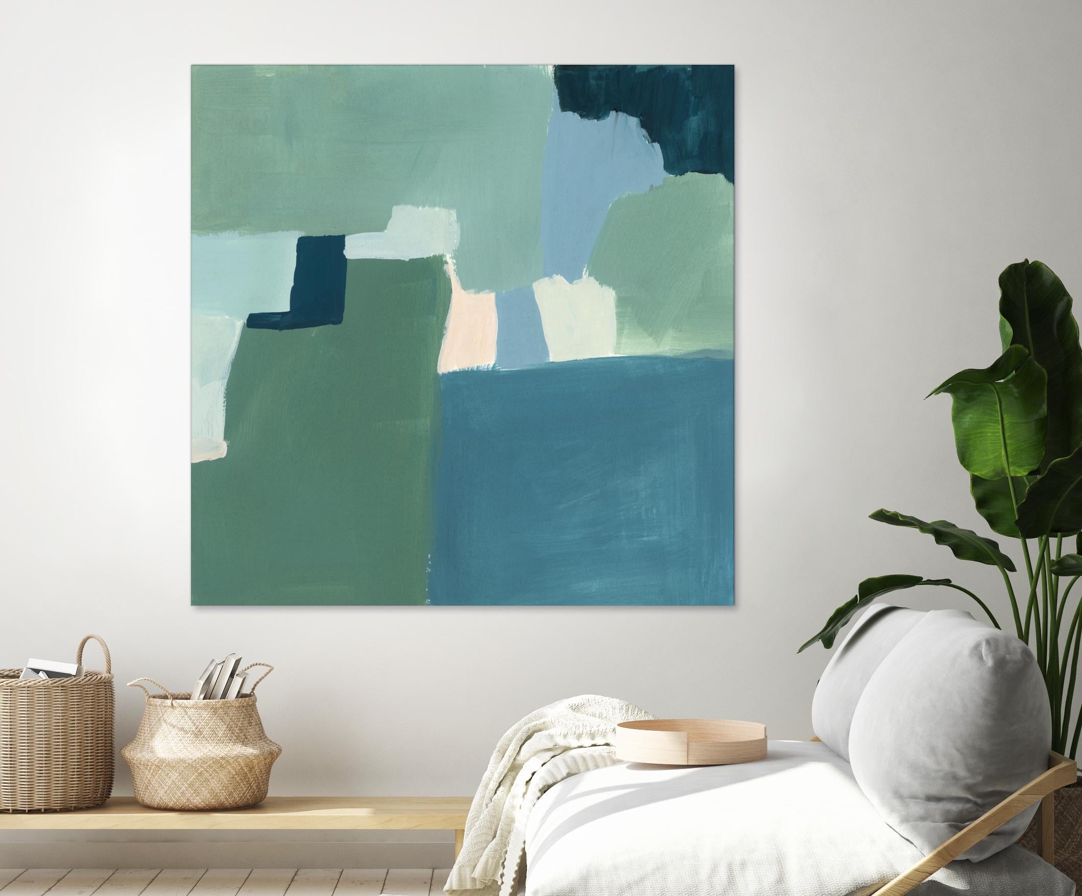Teal and Sage I by Victoria Barnes on GIANT ART - pink  abstract abstract