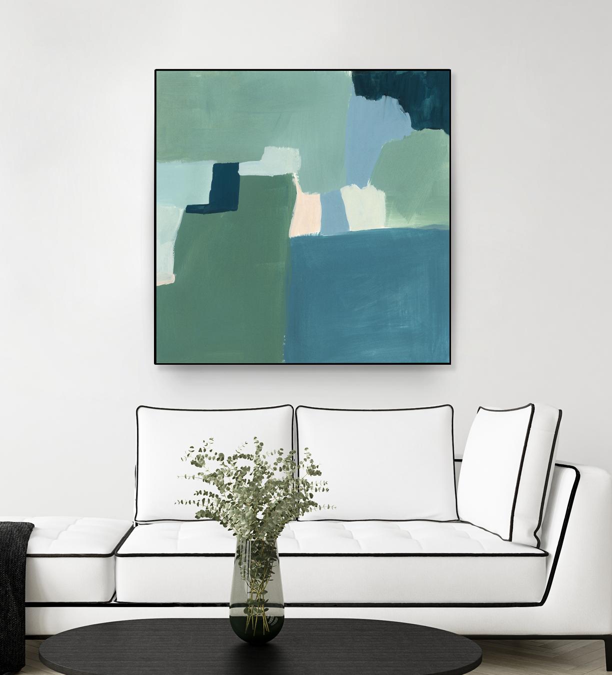 Teal and Sage I by Victoria Barnes on GIANT ART - pink  abstract abstract