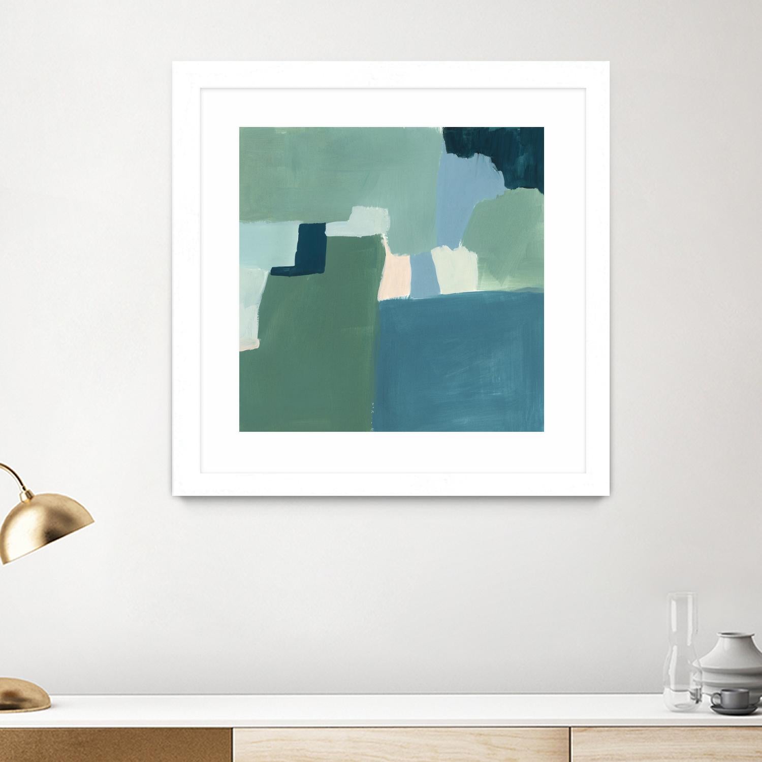 Teal and Sage I by Victoria Barnes on GIANT ART - pink  abstract abstract