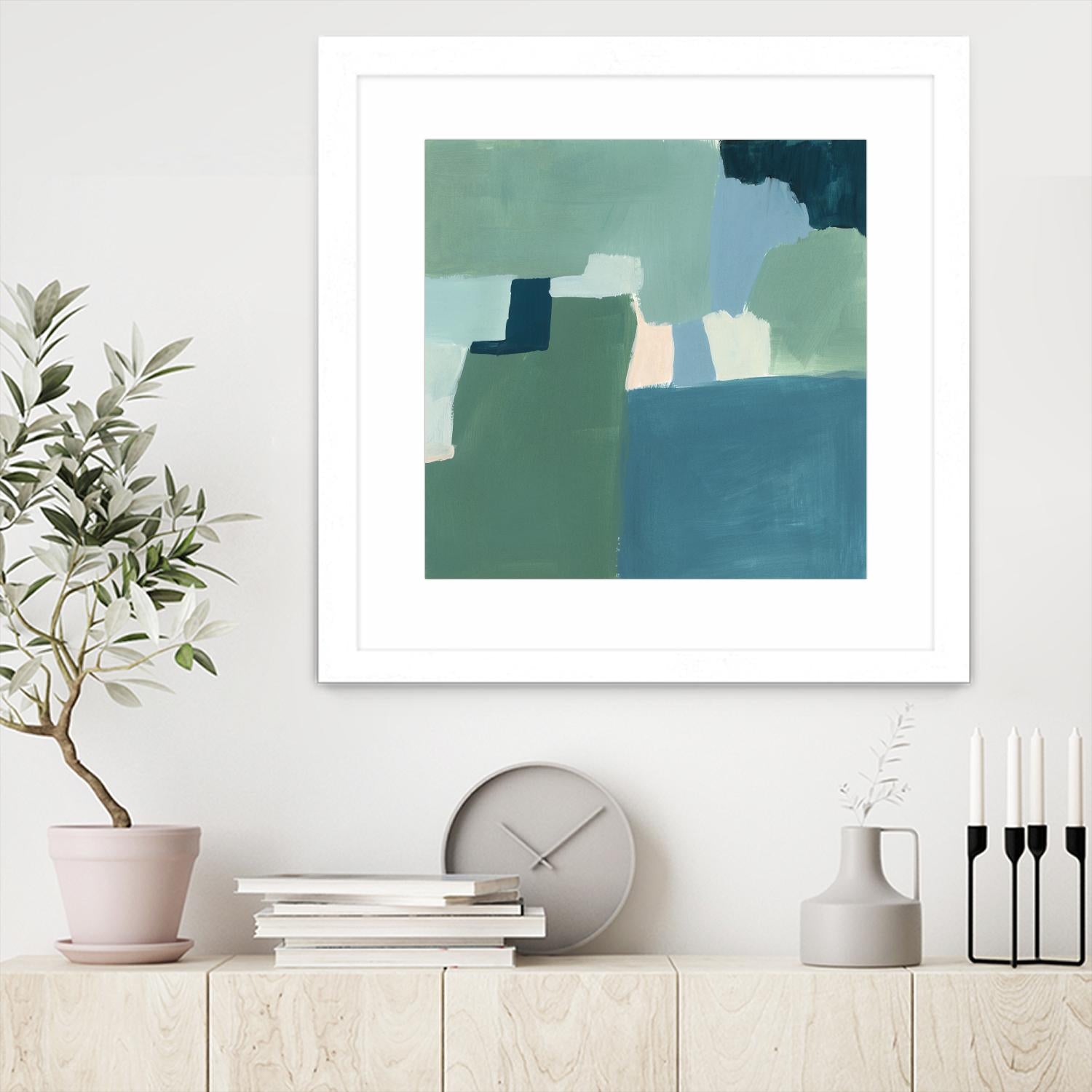 Teal and Sage I by Victoria Barnes on GIANT ART - pink  abstract abstract