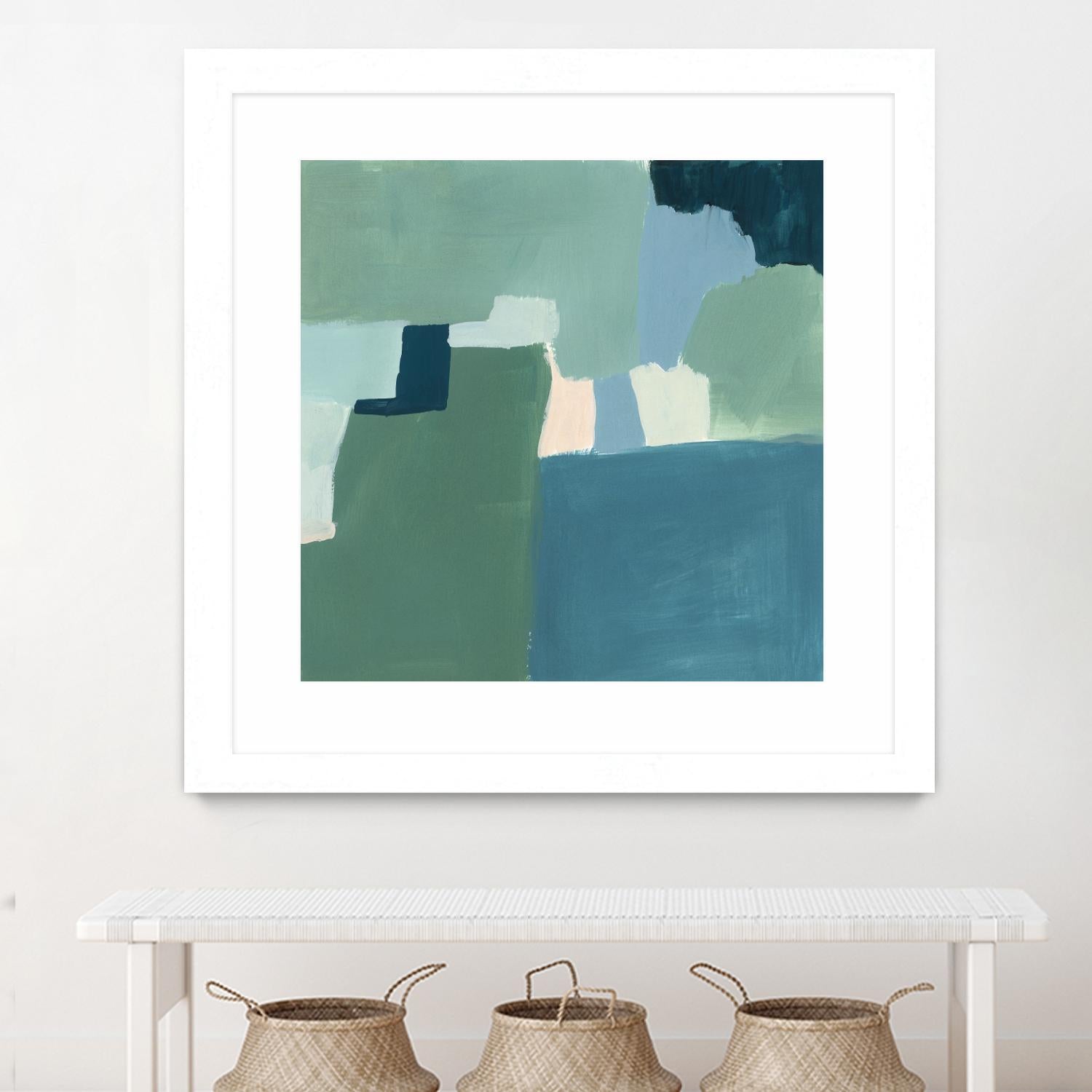 Teal and Sage I by Victoria Barnes on GIANT ART - pink  abstract abstract