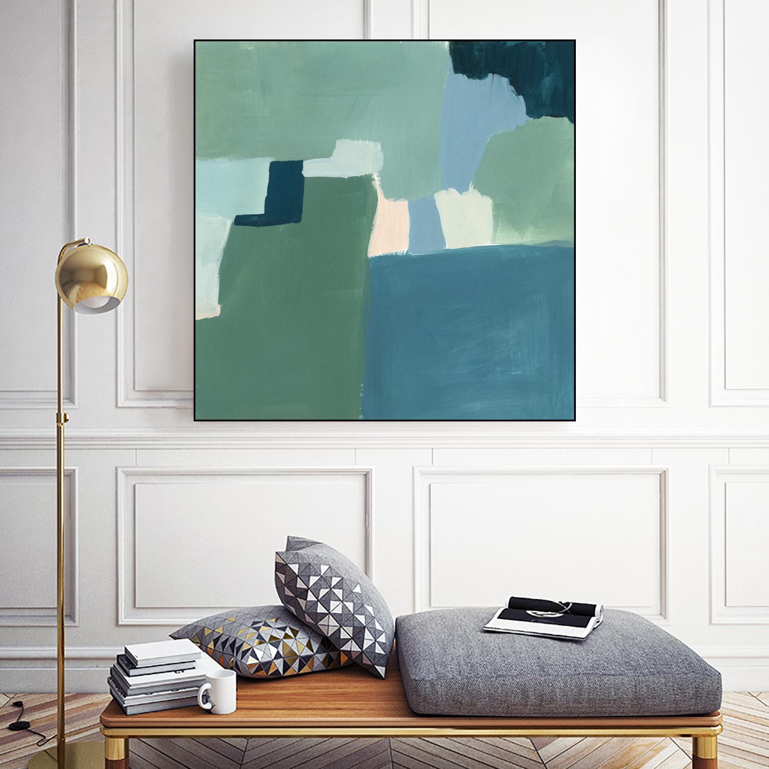 Teal and Sage I by Victoria Barnes on GIANT ART - pink  abstract abstract