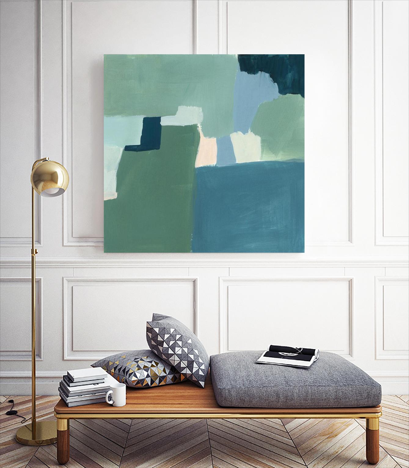 Teal and Sage I by Victoria Barnes on GIANT ART - pink  abstract abstract