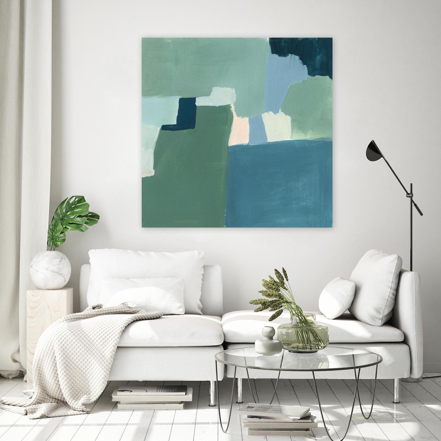 Teal and Sage I by Victoria Barnes on GIANT ART - pink  abstract abstract