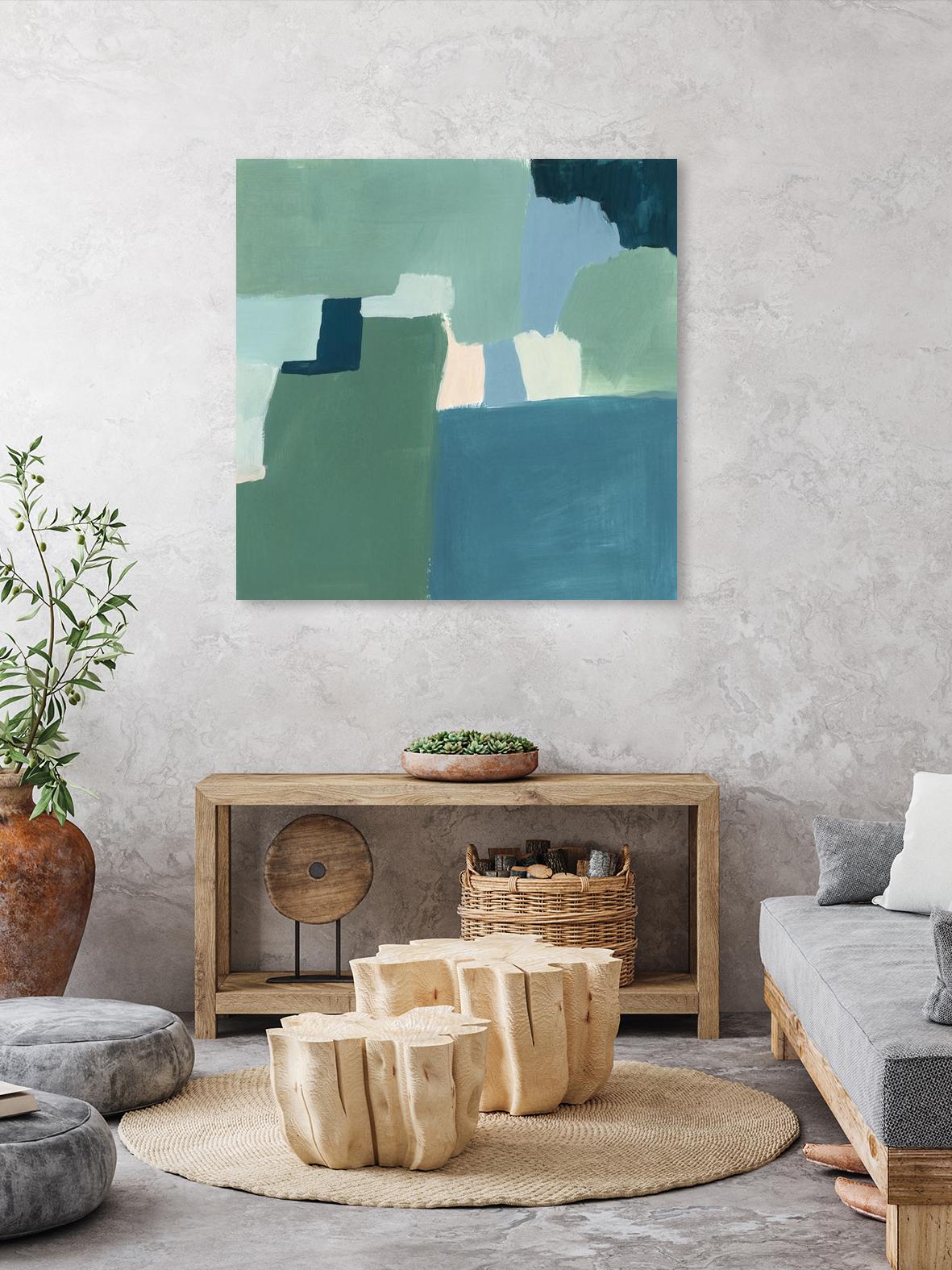 Teal and Sage I by Victoria Barnes on GIANT ART - pink  abstract abstract