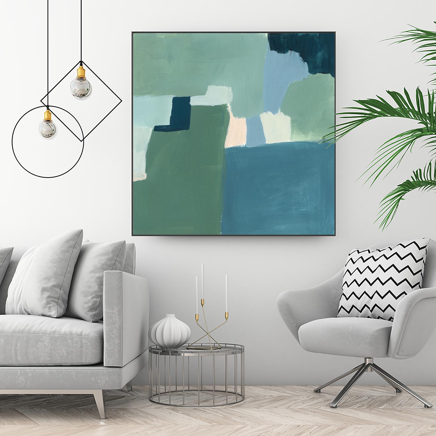 Teal and Sage I by Victoria Barnes on GIANT ART - pink  abstract abstract