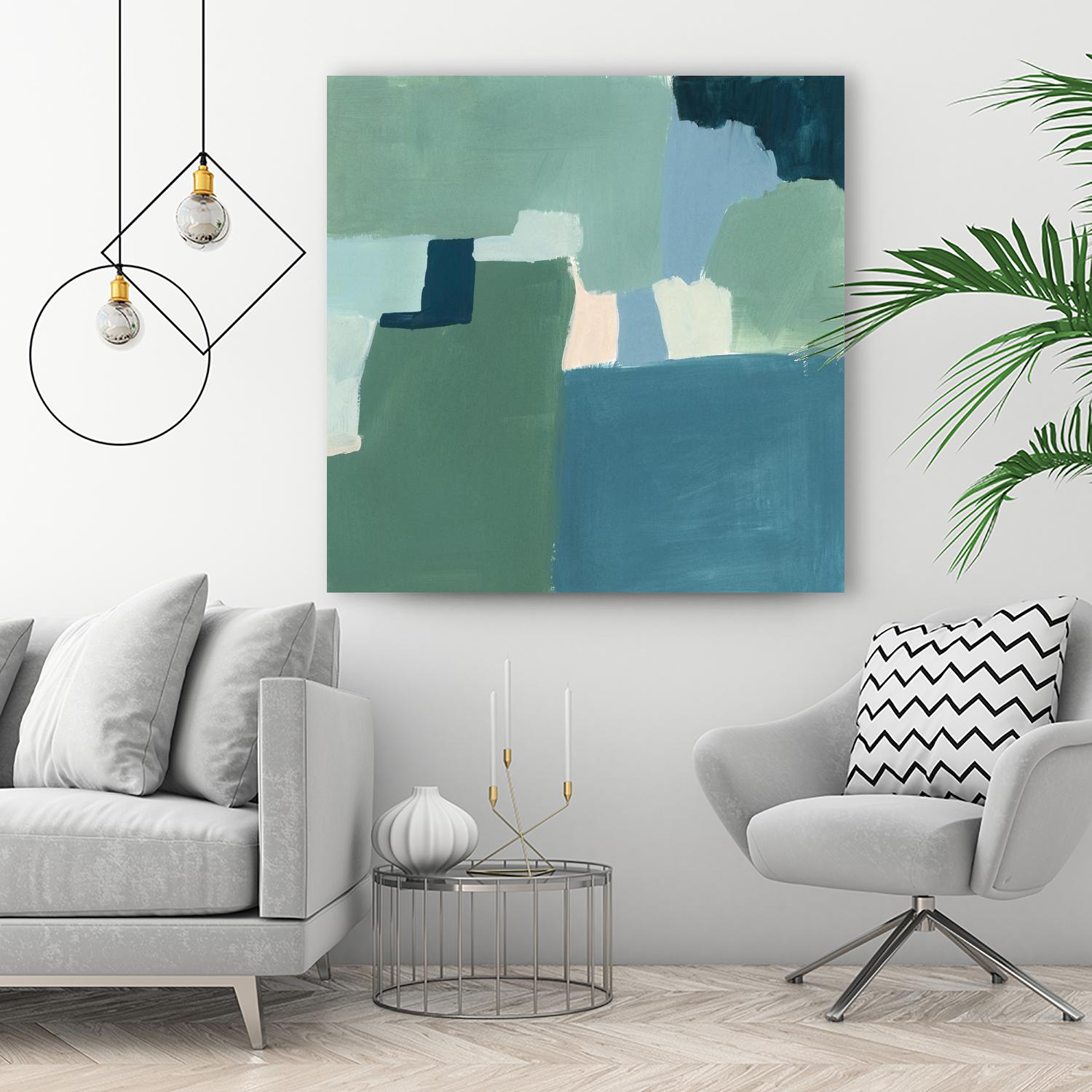 Teal and Sage I by Victoria Barnes on GIANT ART - pink  abstract abstract