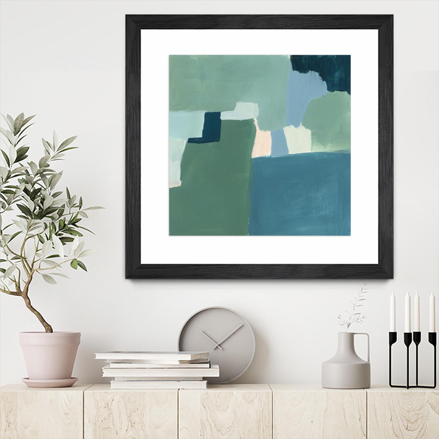 Teal and Sage I by Victoria Barnes on GIANT ART - pink  abstract abstract