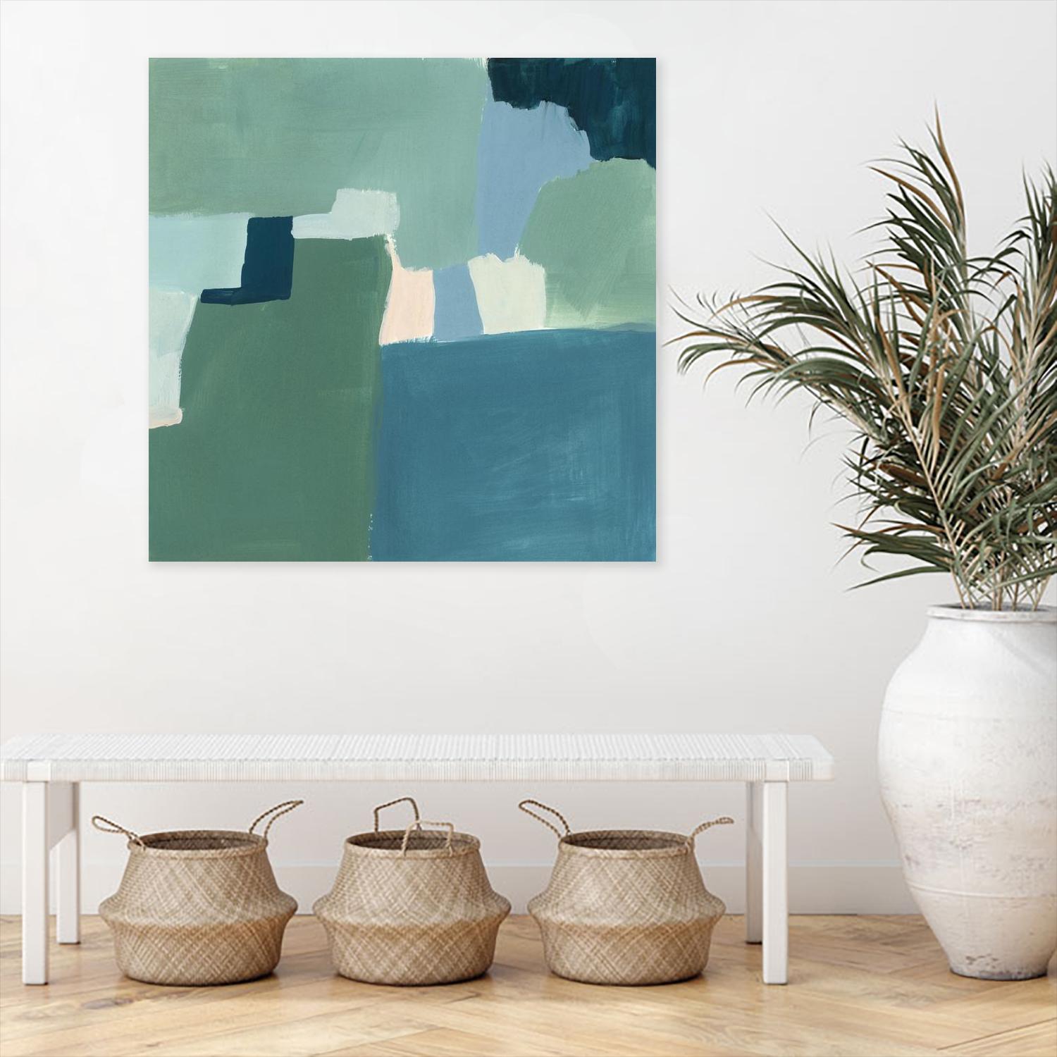 Teal and Sage I by Victoria Barnes on GIANT ART - pink  abstract abstract