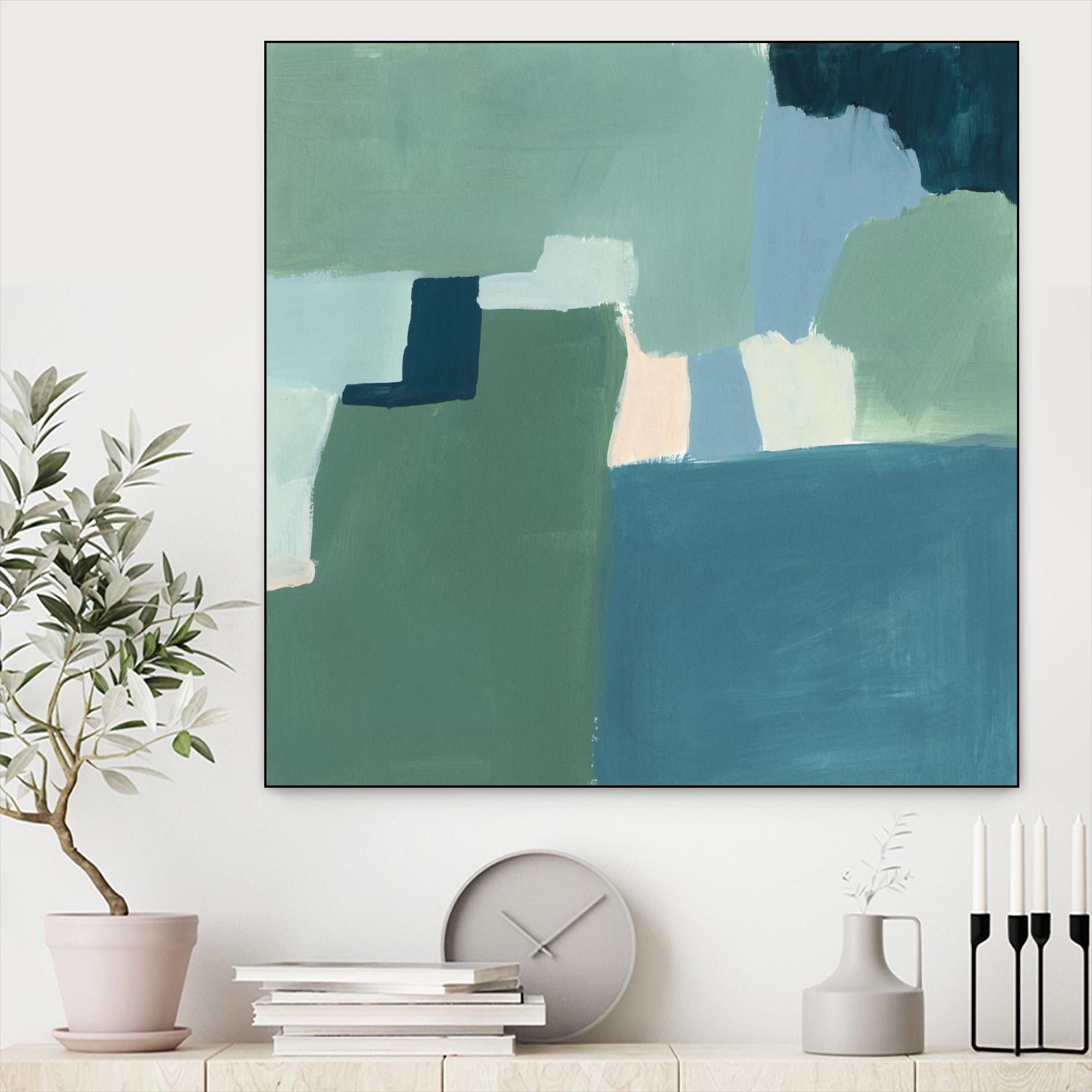 Teal and Sage I by Victoria Barnes on GIANT ART - pink  abstract abstract