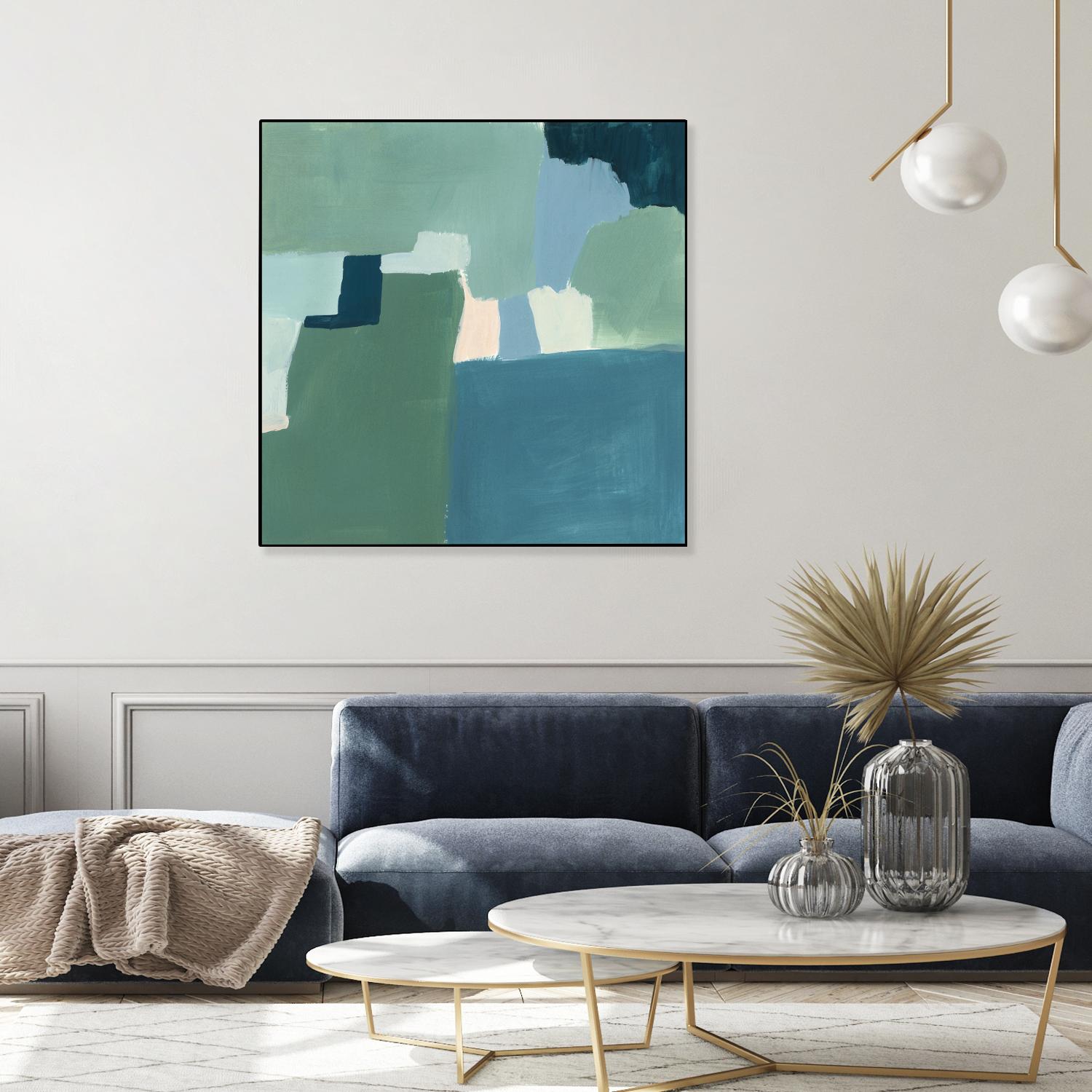 Teal and Sage I by Victoria Barnes on GIANT ART - pink  abstract abstract