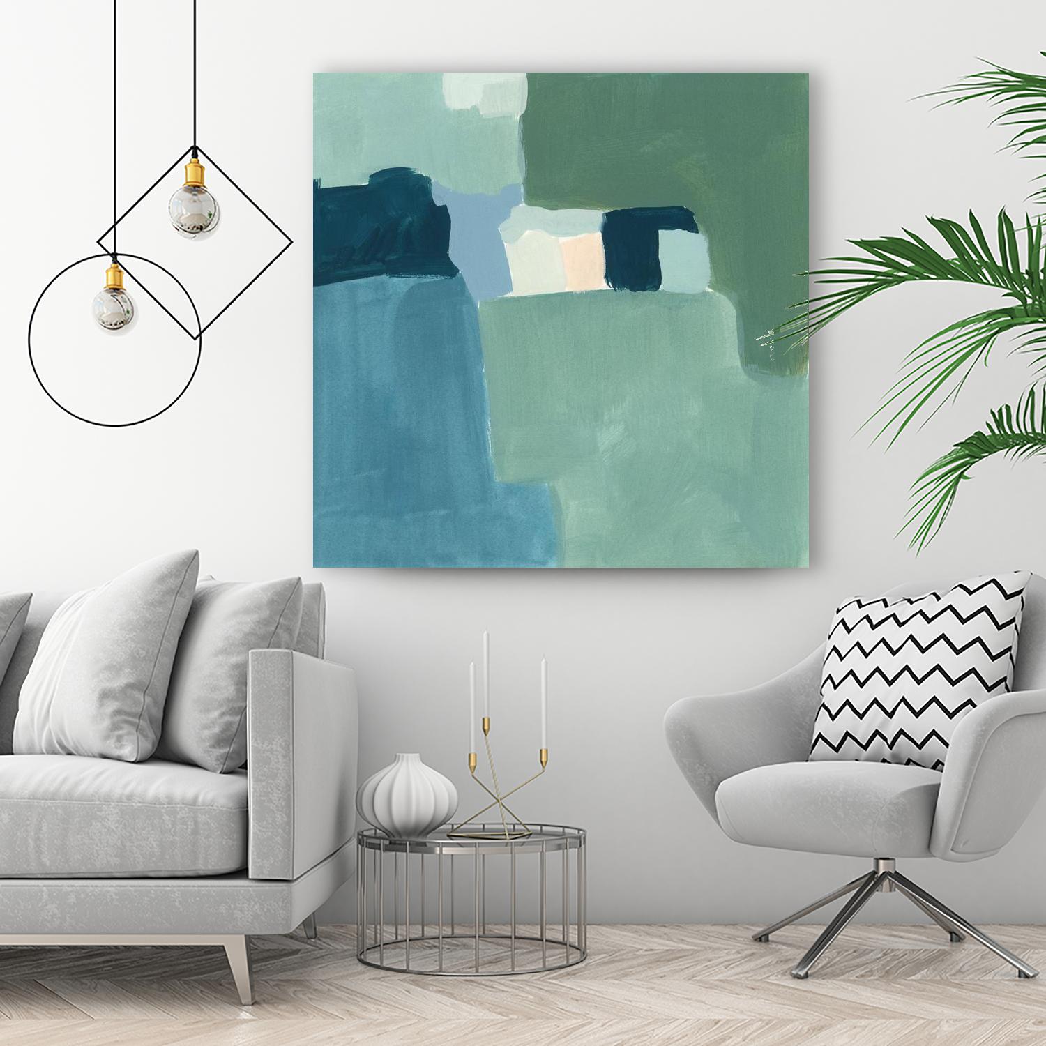 Teal and Sage II by Victoria Barnes on GIANT ART - pink  abstract abstract 
