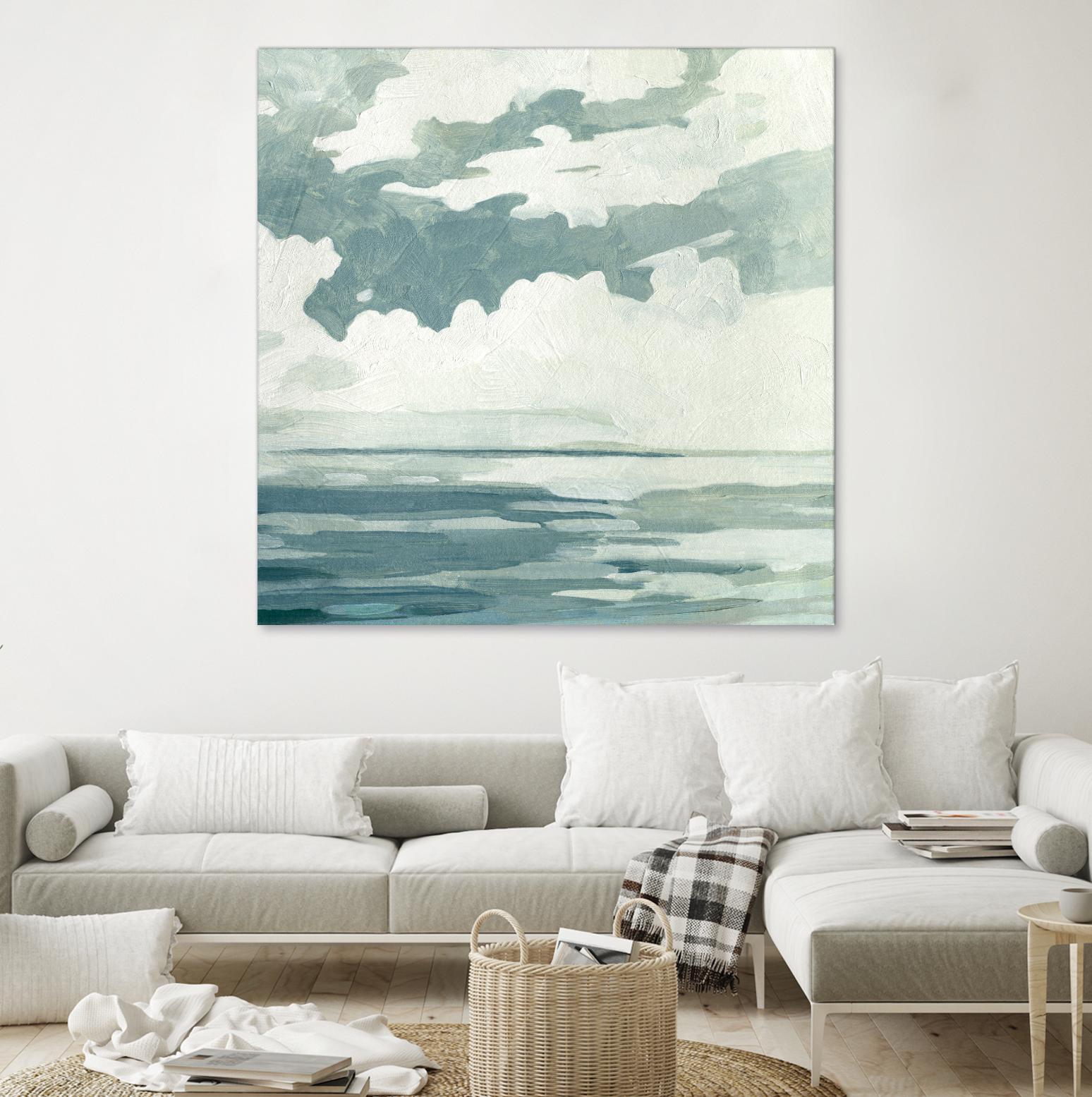 Textured Blue Seascape I by Emma Caroline on GIANT ART - beige landscapes & seascapes abstract