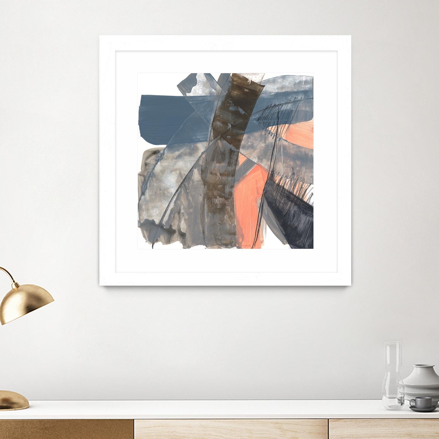 Neutrals & Coral II by Jennifer Goldberger on GIANT ART - grey  abstract abstract 