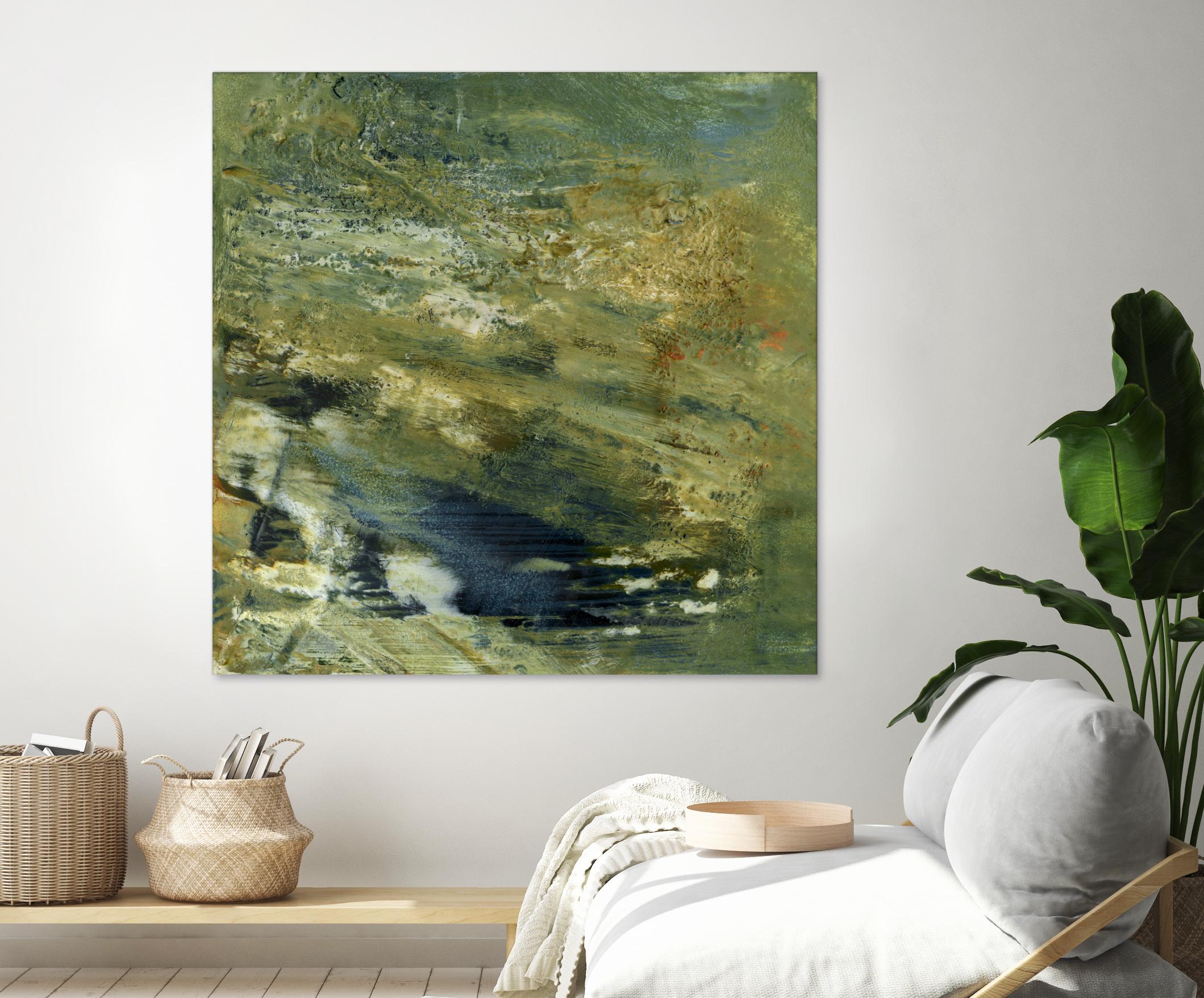 Encaustic Tile in Green VI by Sharon Gordon on GIANT ART - green abstract abstract