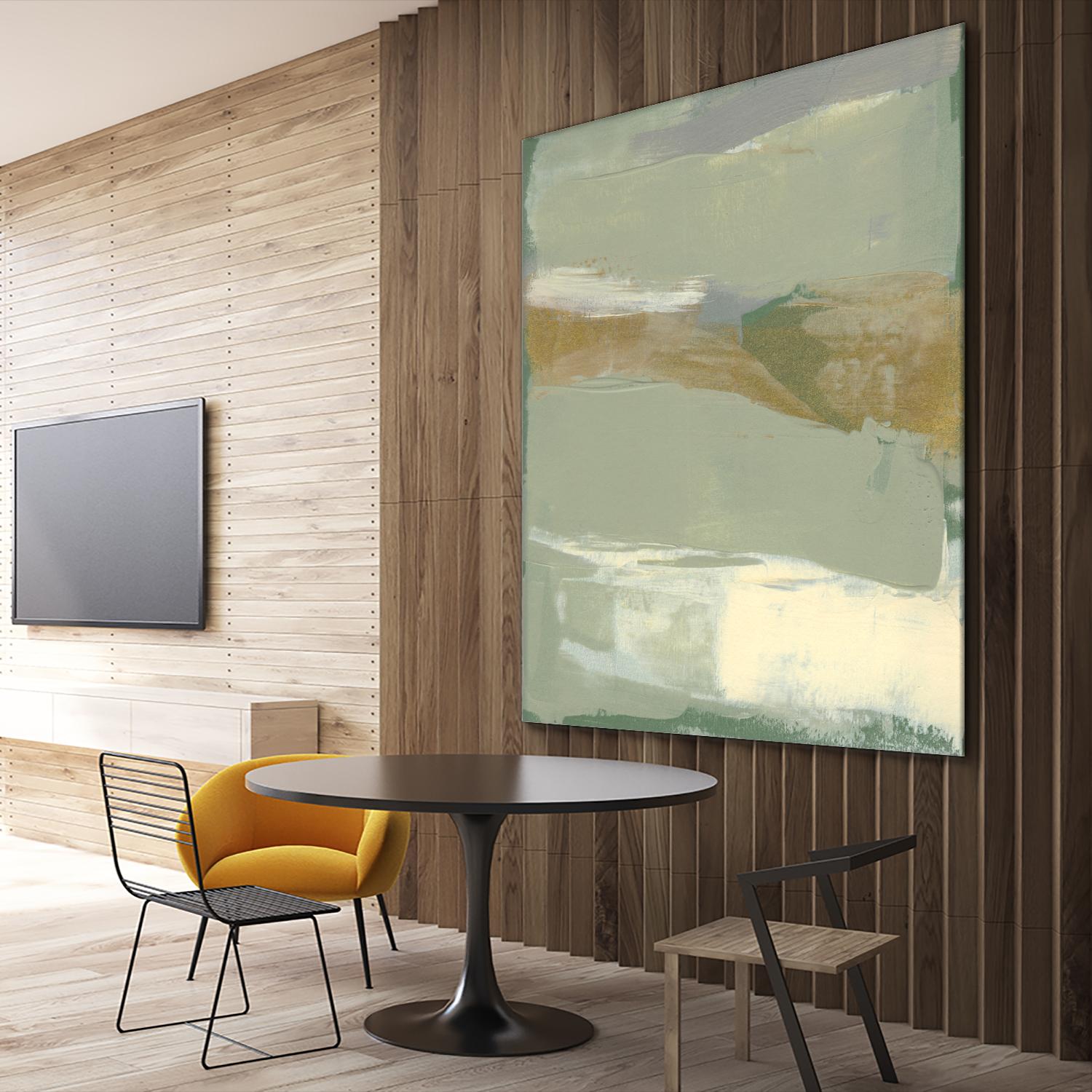 Sage & Gold Swipe III by Jennifer Goldberger on GIANT ART - green abstract abstract 