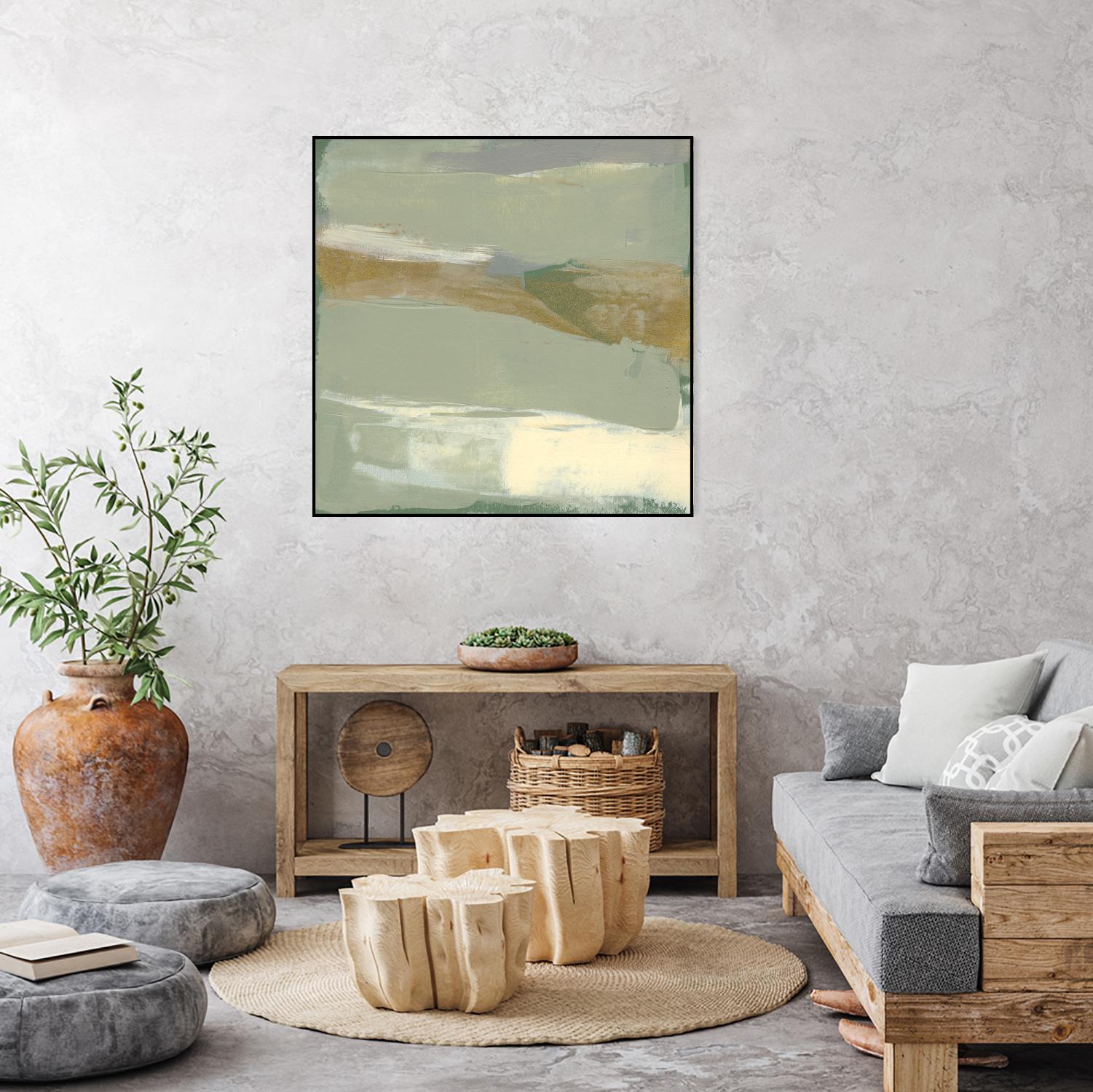 Sage & Gold Swipe III by Jennifer Goldberger on GIANT ART - green abstract abstract 