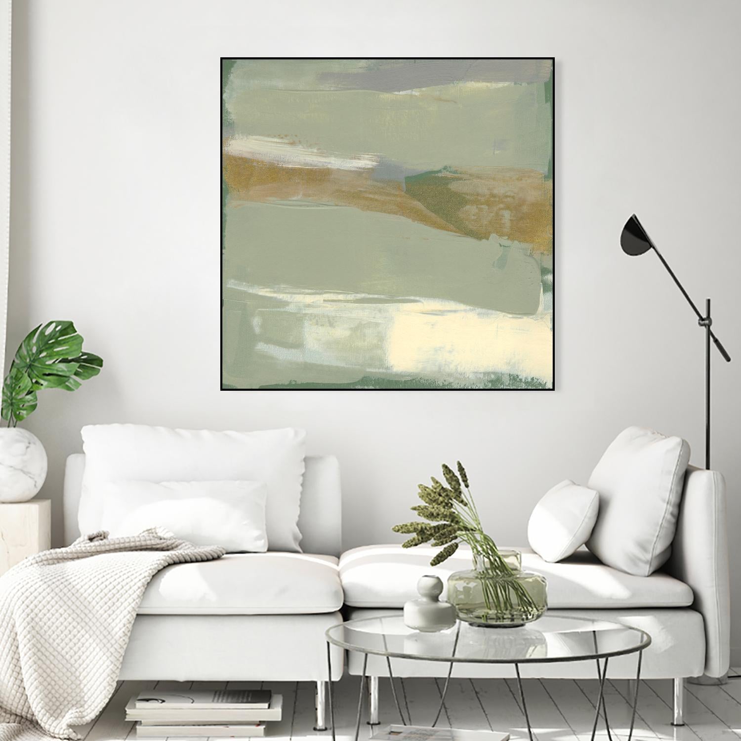 Sage & Gold Swipe III by Jennifer Goldberger on GIANT ART - green abstract abstract 
