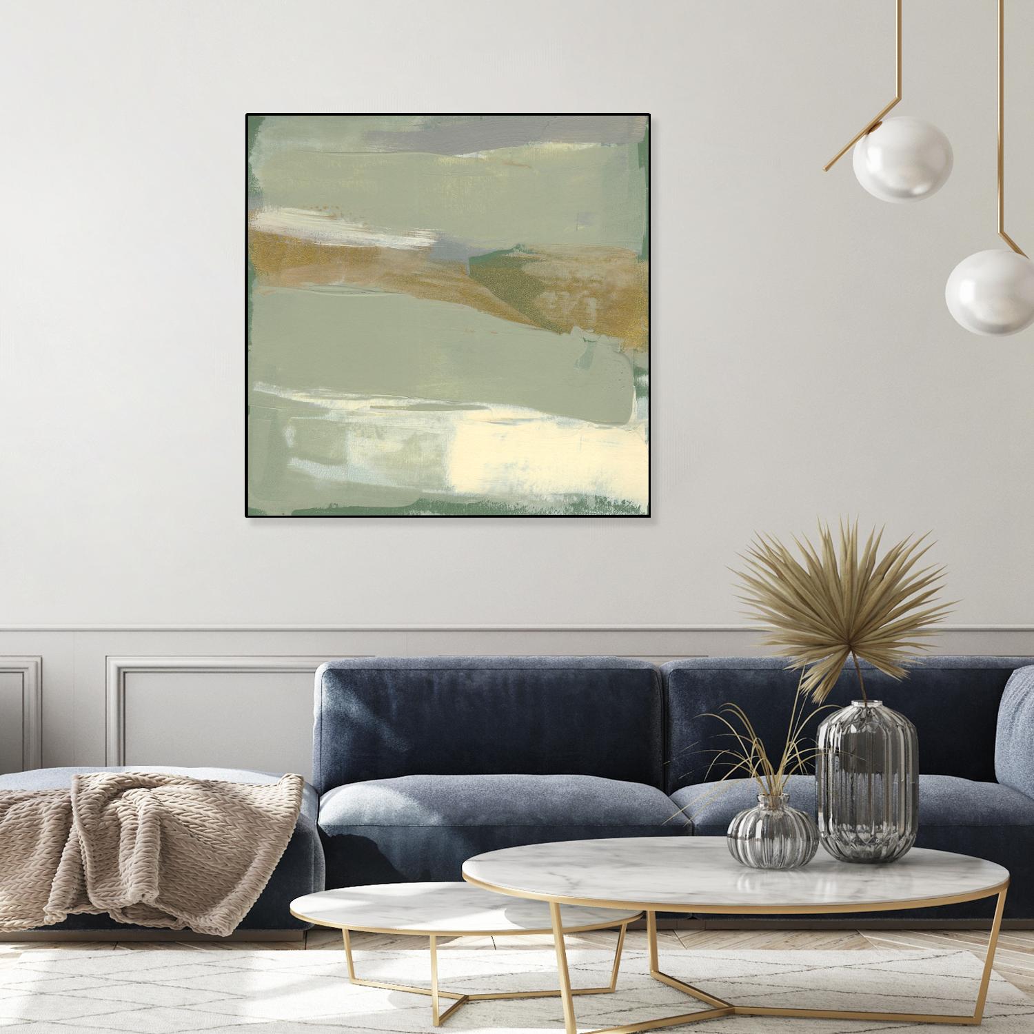Sage & Gold Swipe III by Jennifer Goldberger on GIANT ART - green abstract abstract 