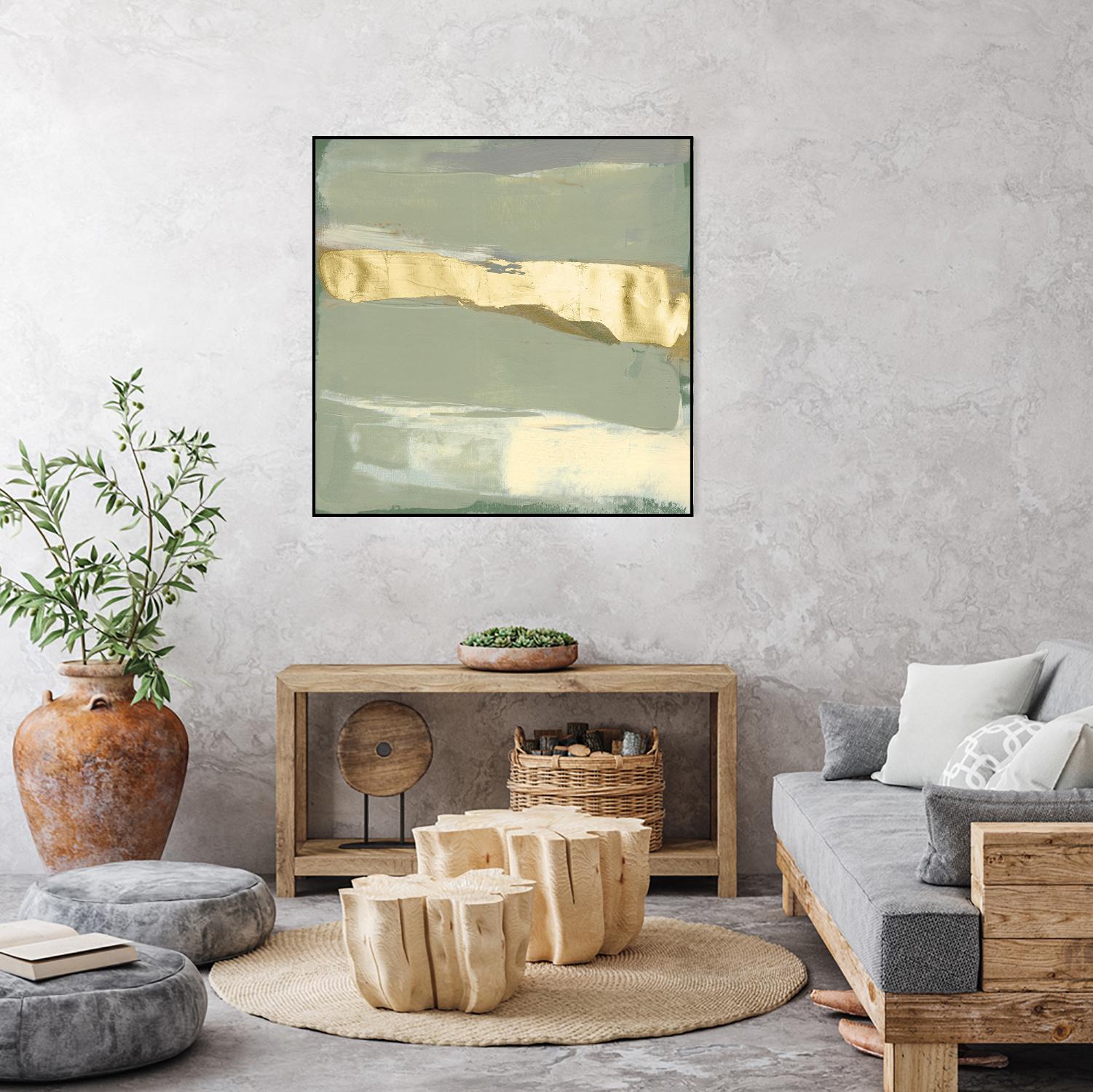 Sage & Gold Swipe III by Jennifer Goldberger on GIANT ART - gold abstract abstract