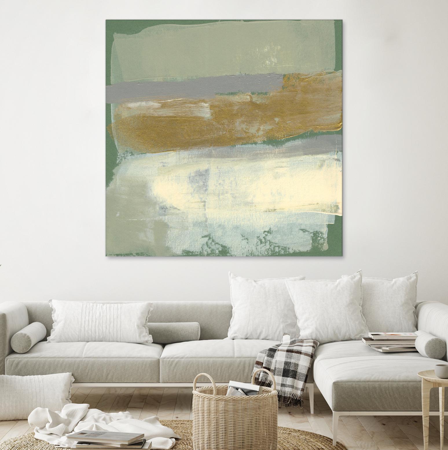 Sage & Gold Swipe IV by Jennifer Goldberger on GIANT ART - gold abstract abstract