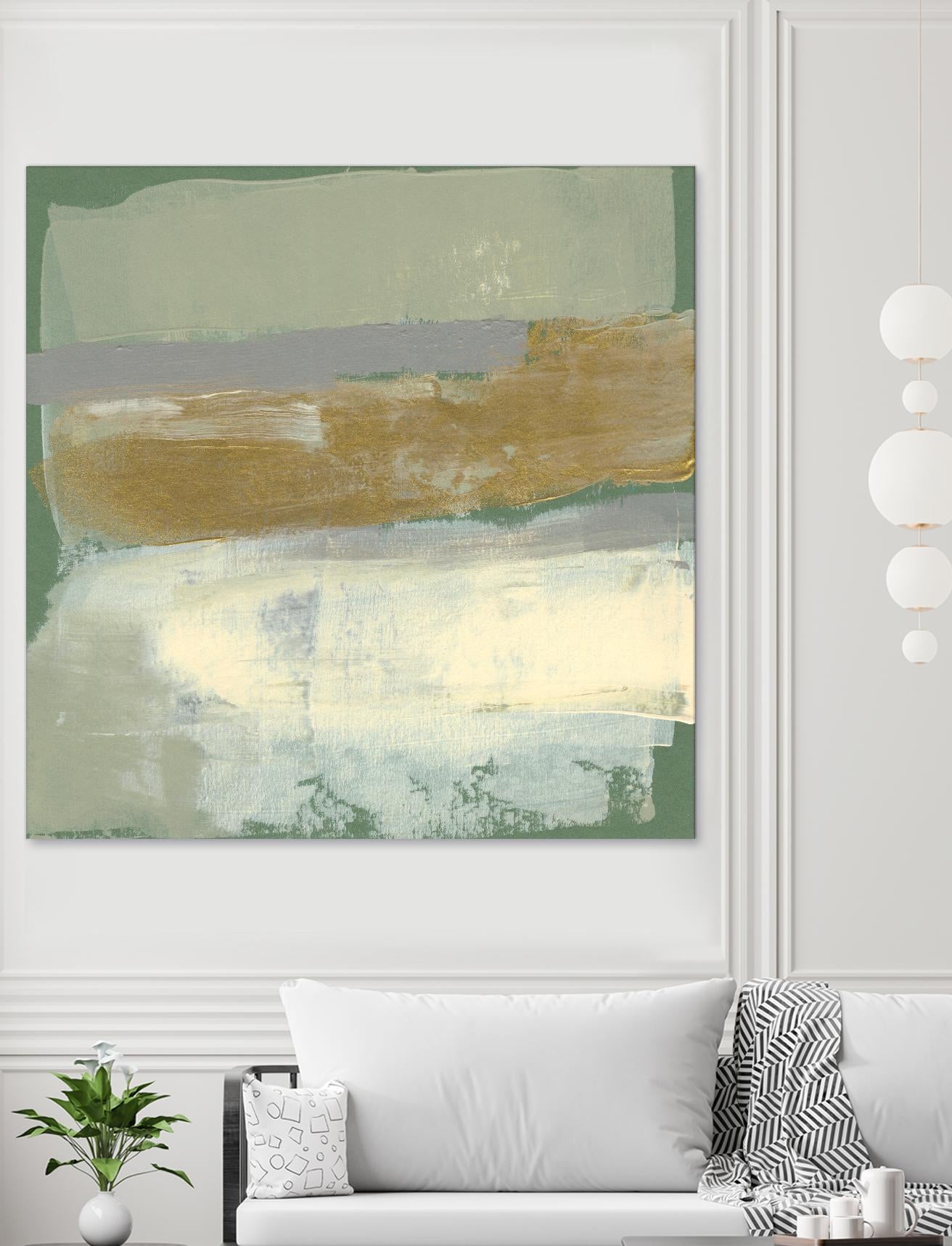 Sage & Gold Swipe IV by Jennifer Goldberger on GIANT ART - gold abstract abstract