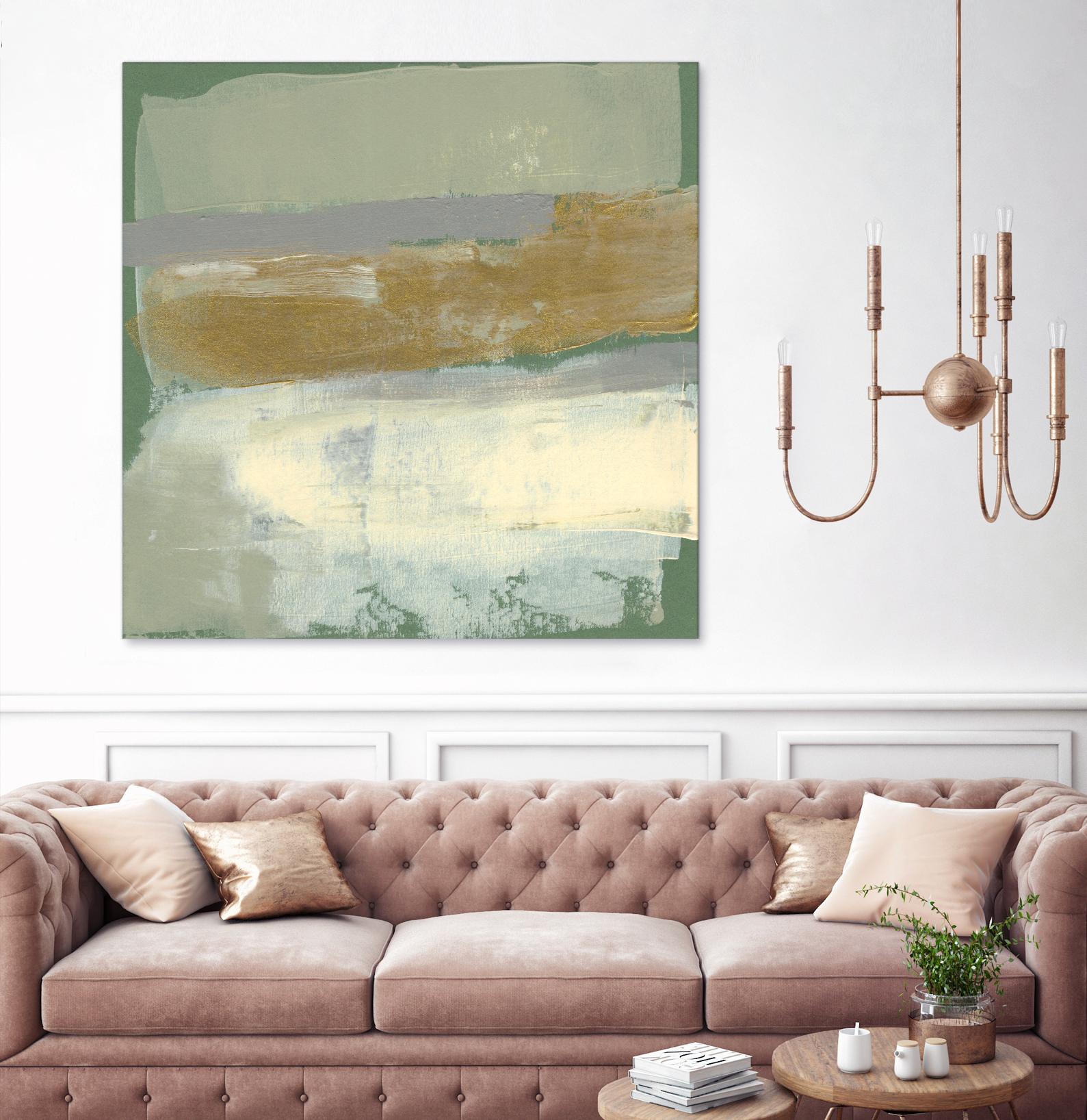 Sage & Gold Swipe IV by Jennifer Goldberger on GIANT ART - gold abstract abstract