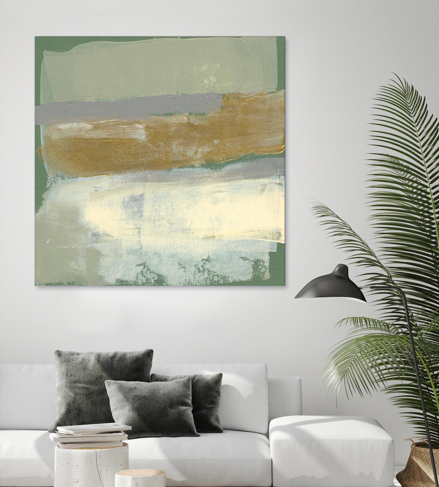 Sage & Gold Swipe IV by Jennifer Goldberger on GIANT ART - gold abstract abstract