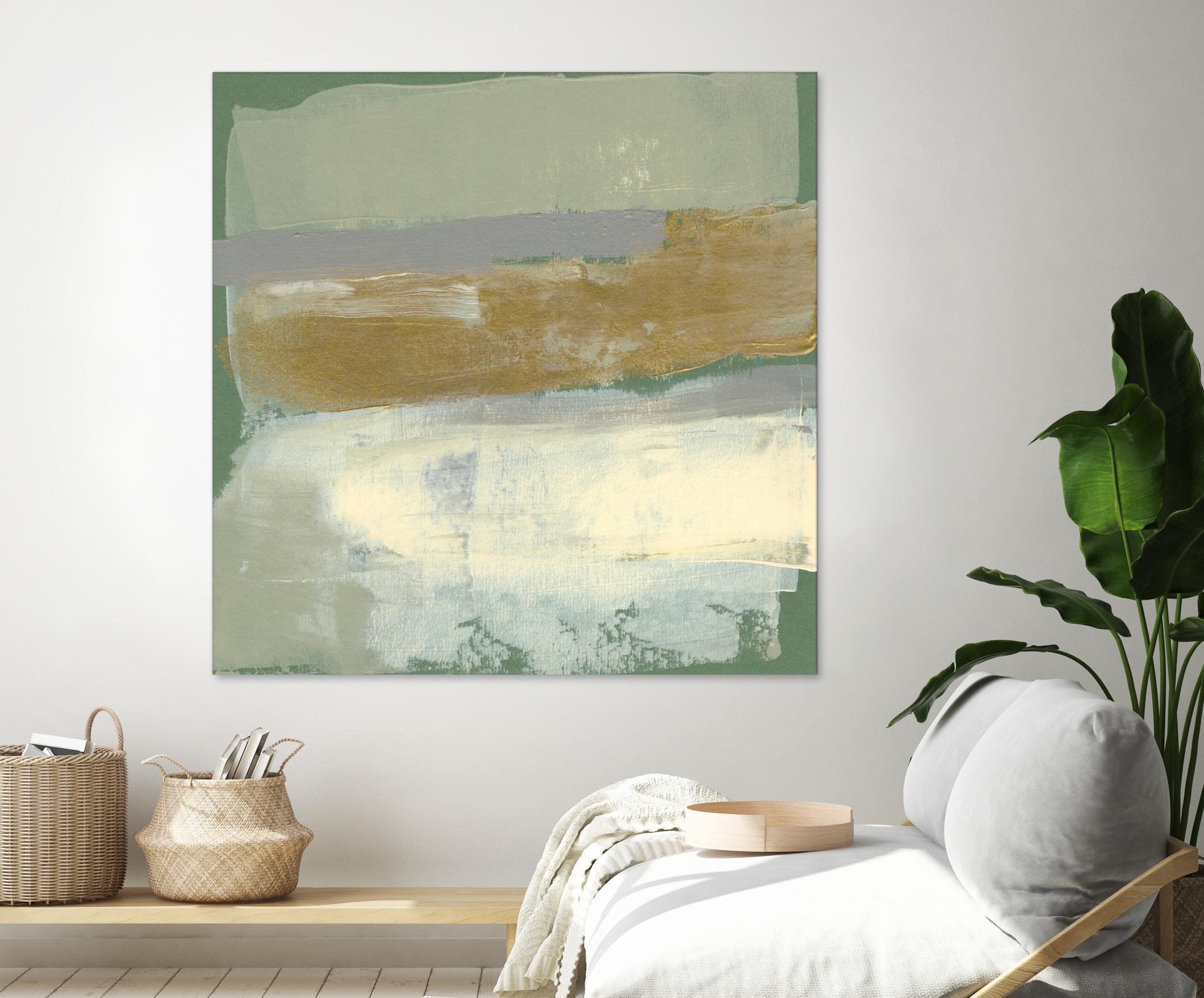 Sage & Gold Swipe IV by Jennifer Goldberger on GIANT ART - gold abstract abstract