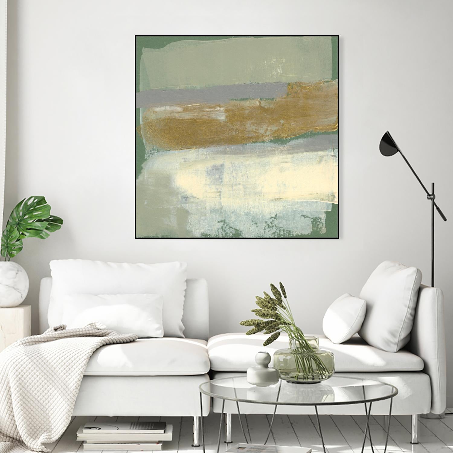 Sage & Gold Swipe IV by Jennifer Goldberger on GIANT ART - gold abstract abstract