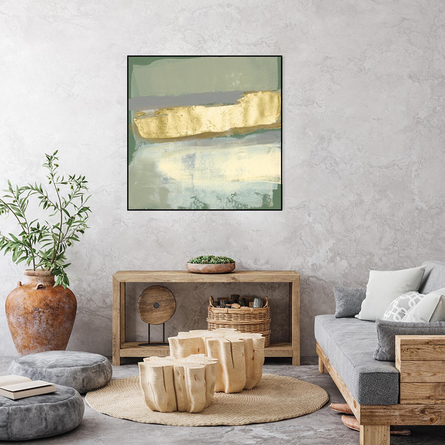 Sage & Gold Swipe IV by Jennifer Goldberger on GIANT ART - gold abstract abstract