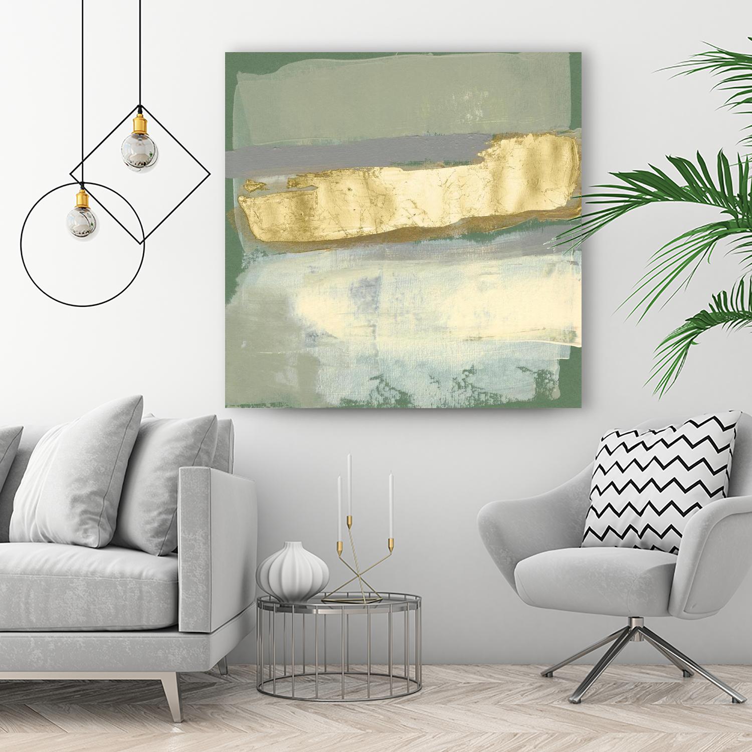 Sage & Gold Swipe IV by Jennifer Goldberger on GIANT ART - gold abstract abstract